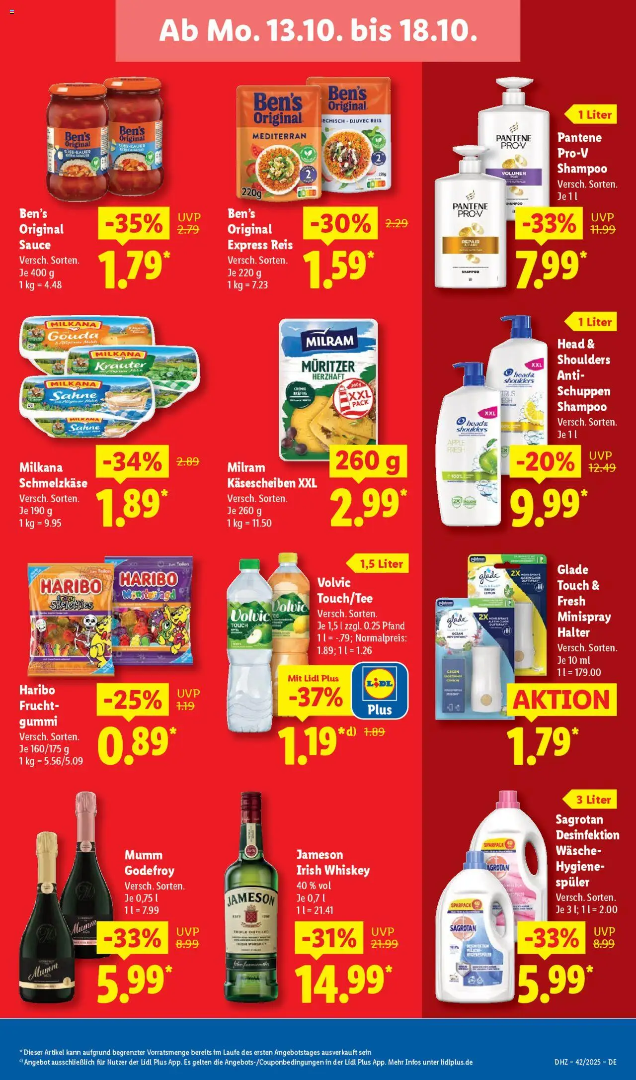 Lidl - Prospekt – gültig ab 13.10.2025 | Seite: 19 | Produkte: Gouda, Reis, Volvic, Whiskey