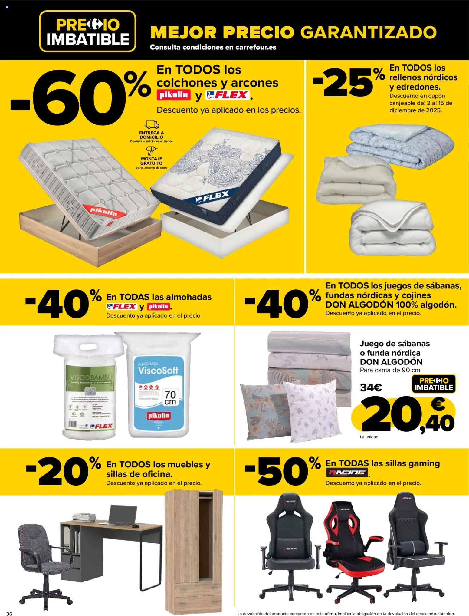 Carrefour - Black Friday │ válido desde el 20.11.2025 | Página: 36 | Productos: Juego de sábanas, Muebles, Funda, Almohada