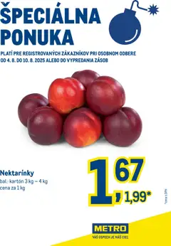 Metro Špeciálna ponuka - Nektarínky - náhľad platný od 04.08.2025
