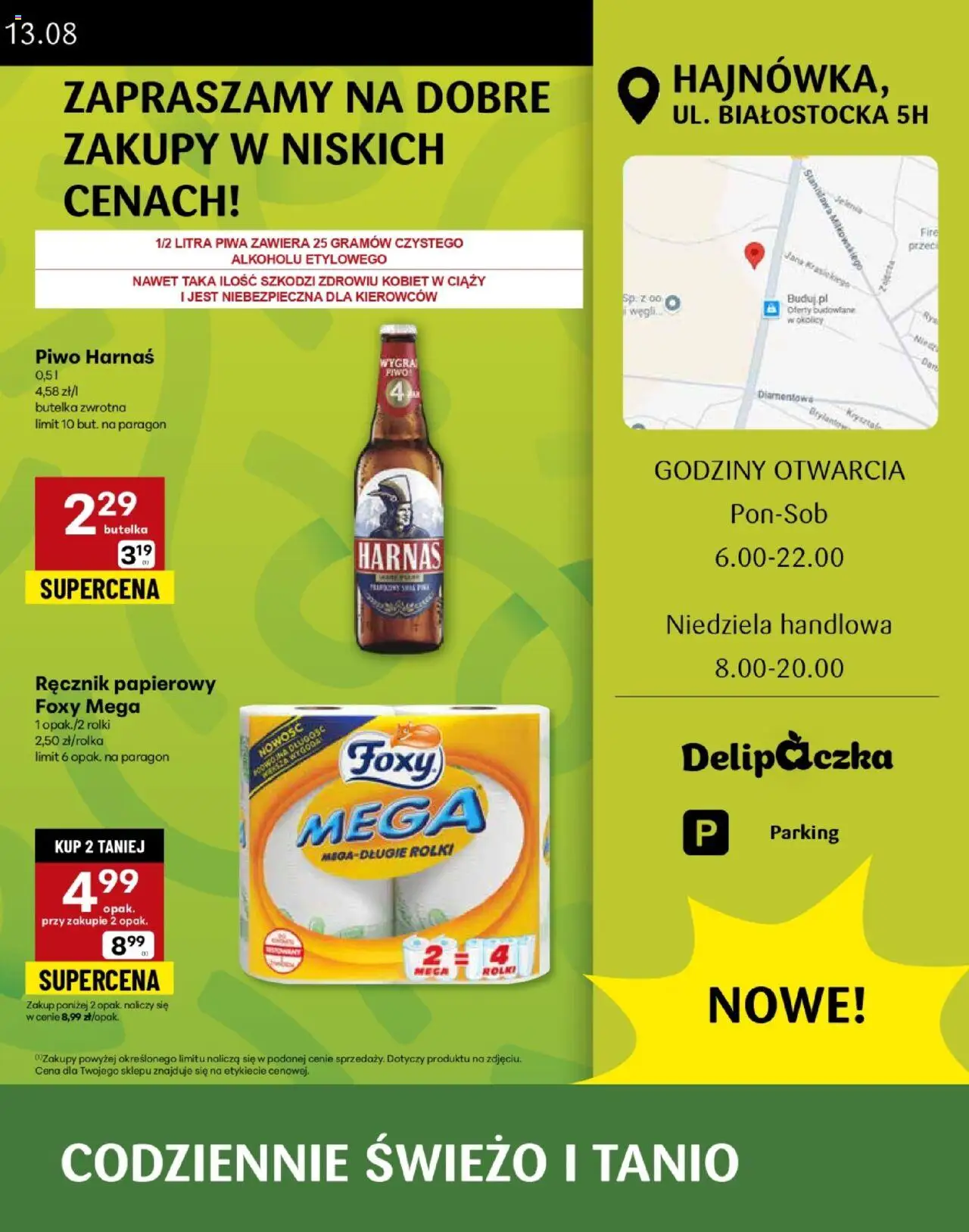 Delikatesy Centrum Gazetka - Hajnówka Otwarcie od 07.08.2025 | Strona: 3 | Produkty: Rolki, Harnaś, Piwo, Ręcznik papierowy