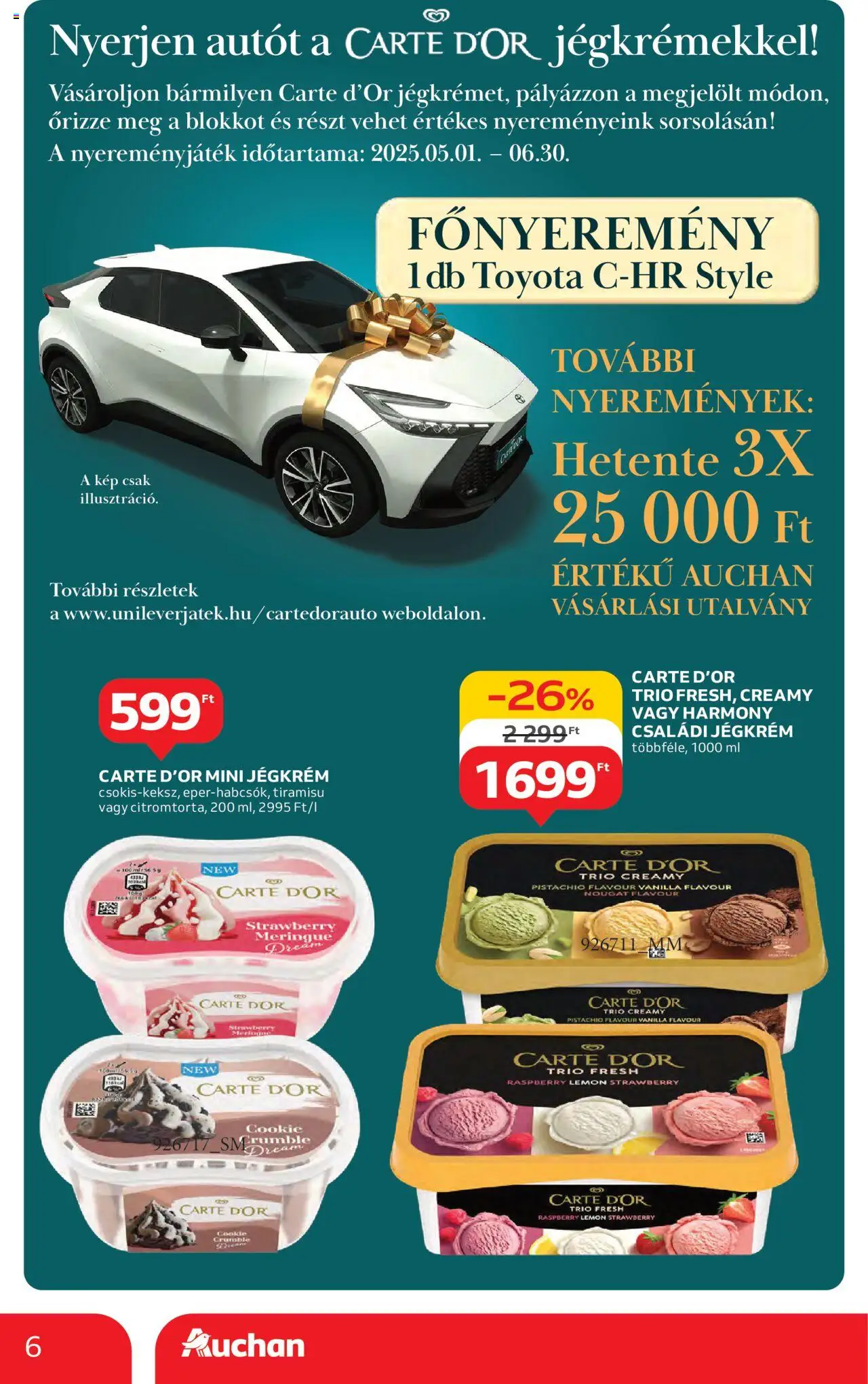 Auchan akciós ujság - amely érvényes a következő dátumtól: 19.06.2025 | Oldal: 6 | Termékek: Tiramisu, Jégkrém