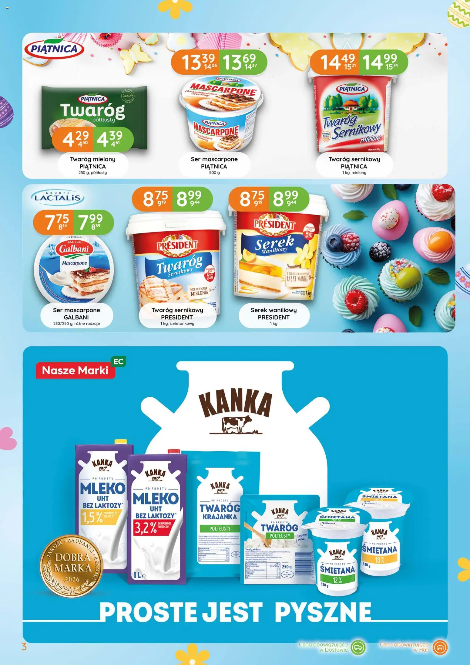 Eurocash gazetka - Wielkanocny Nabiał od 12.03.2026 | Strona: 3 | Produkty: Bez laktozy, Mascarpone, Mleko, Ser