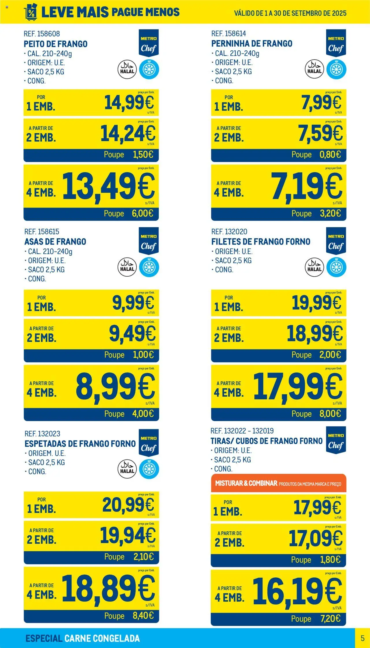 Makro - Leve Mais Pague Menos Carne Congelada - Setembro │ válido de 01.09.2025 | Página: 5 | Produtos: Asas de frango, Forno, Peito de frango, Frango