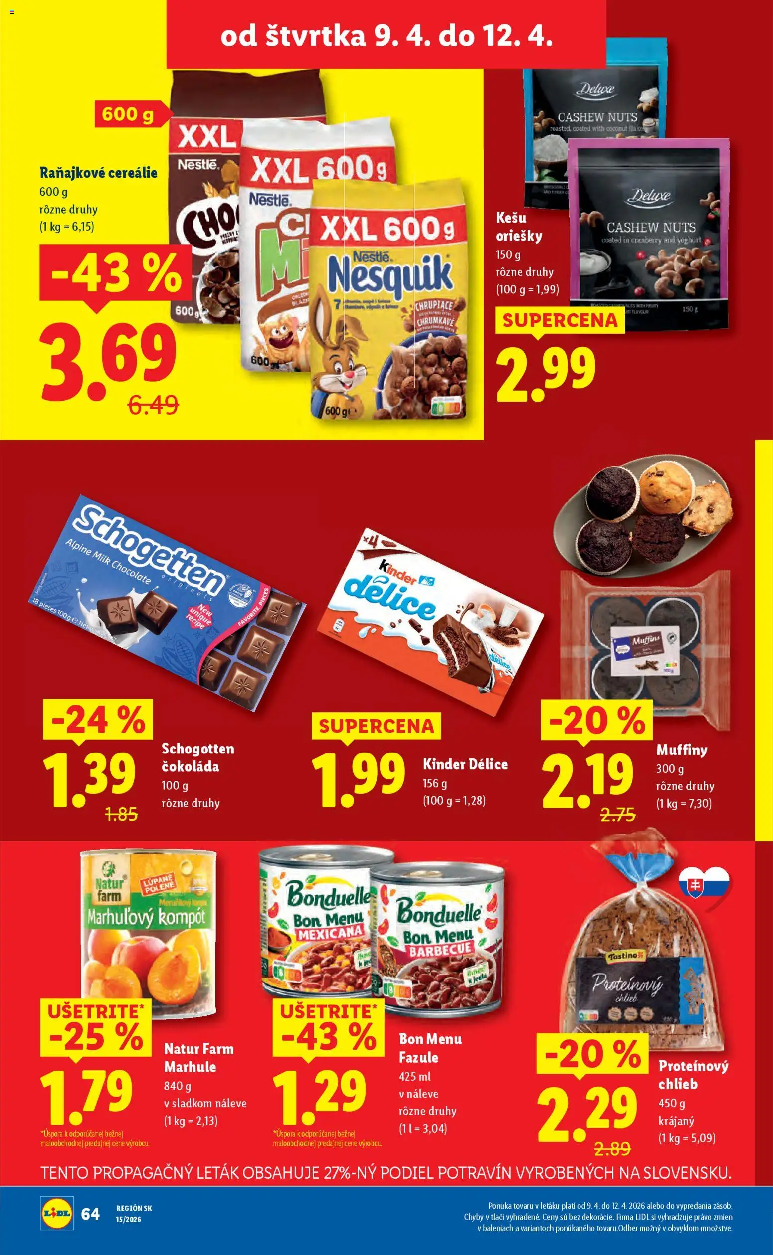 Nové Lidl akcie – leták je platný od 06.04.2026 | Strana: 66 | Produkty: Proteínový chlieb, Protein, Kinder, Nesquik