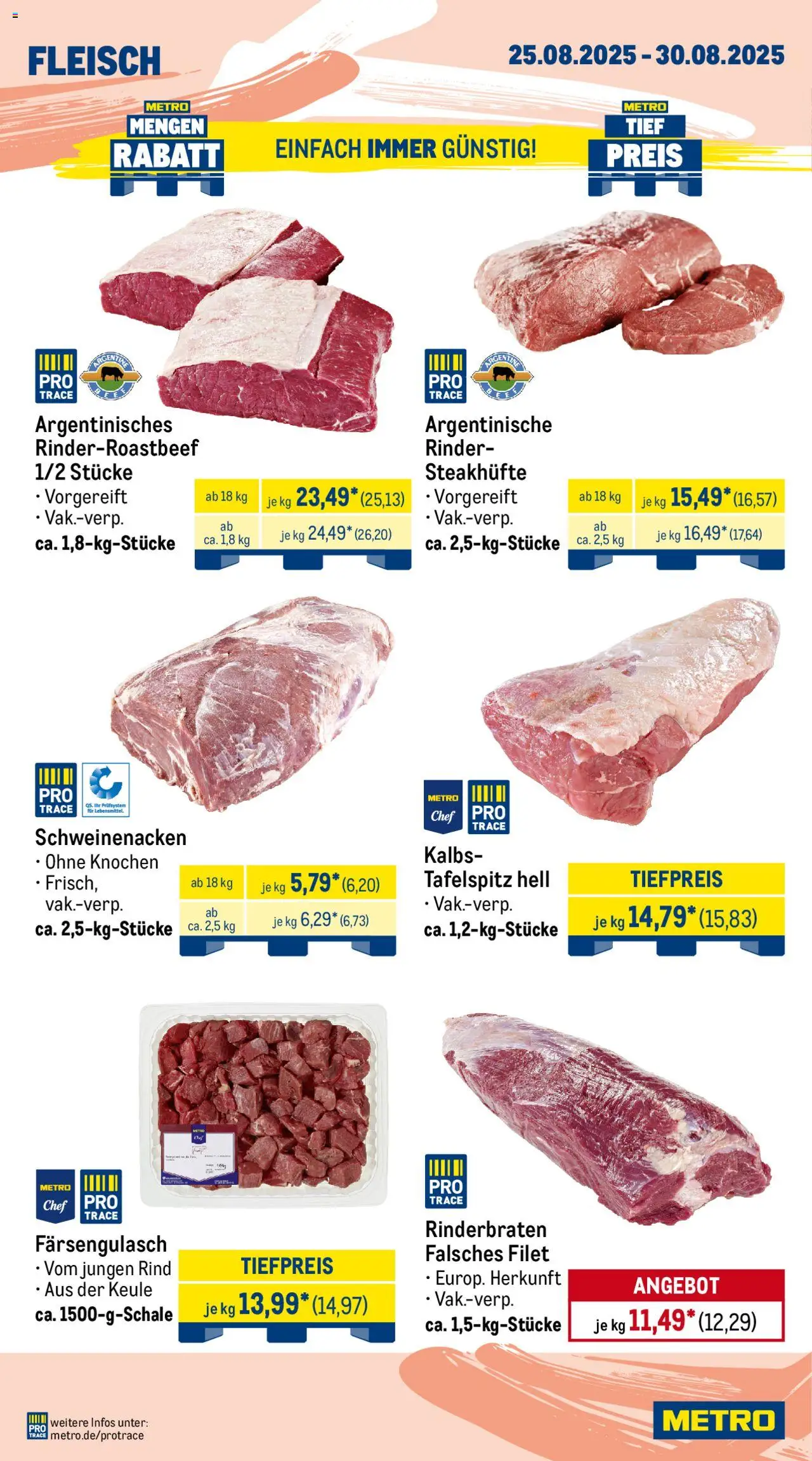 Metro Prospekt 	 - gültig ab dem 25.08.2025 | Seite: 2 | Produkte: Rinderbraten, Tafelspitz, Schweinenacken, Fleisch