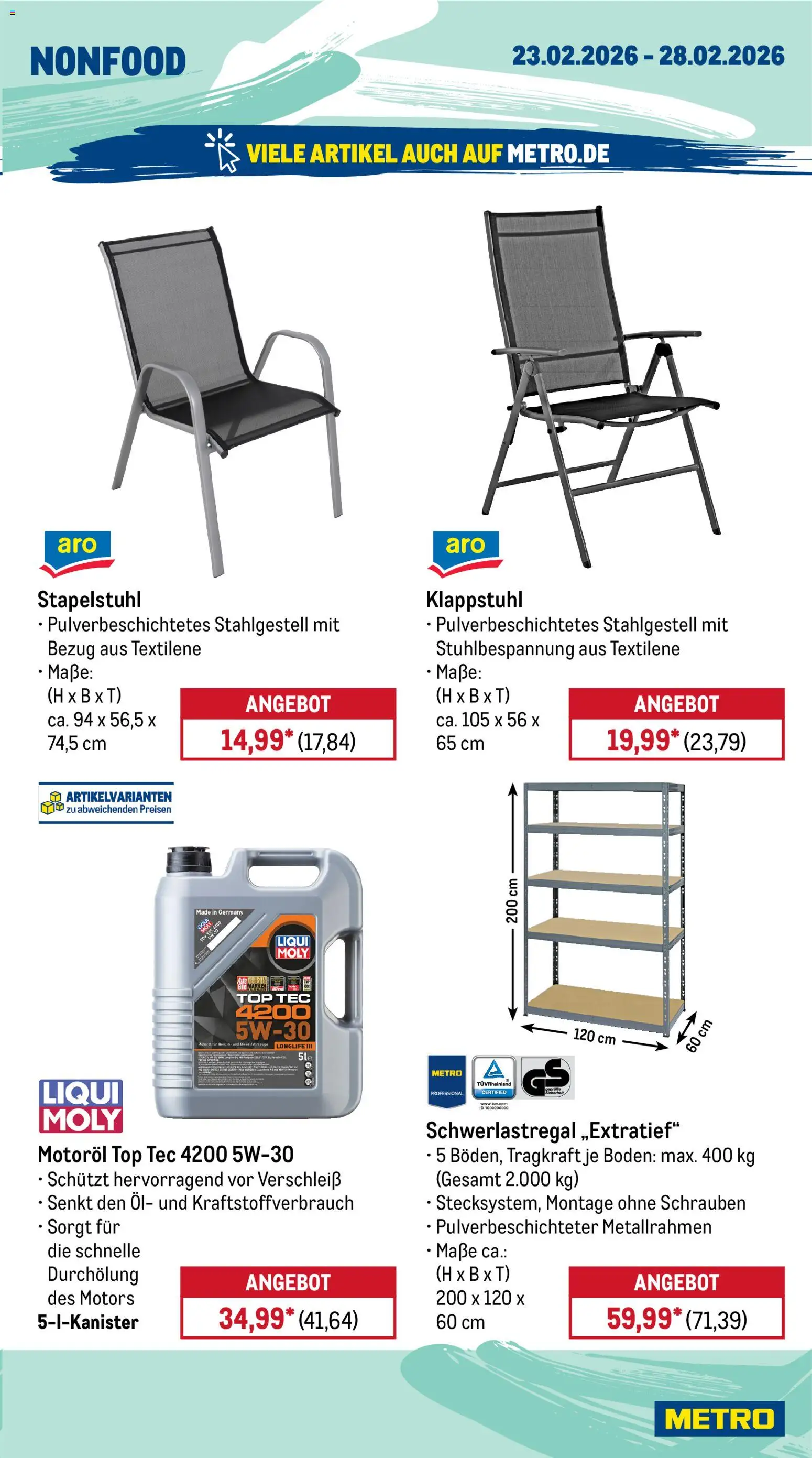 Metro Prospekt 	 – gültig ab 23.02.2026 | Seite: 23 | Produkte: Top, Öl, Schwerlastregal