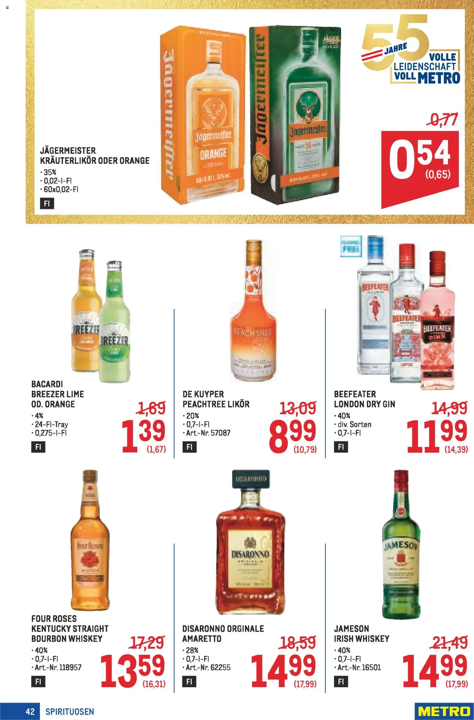 Metro angebote Profi gültig ab 30.04.2026 | Seite: 42 | Produkte: Gin, Whiskey, Bourbon