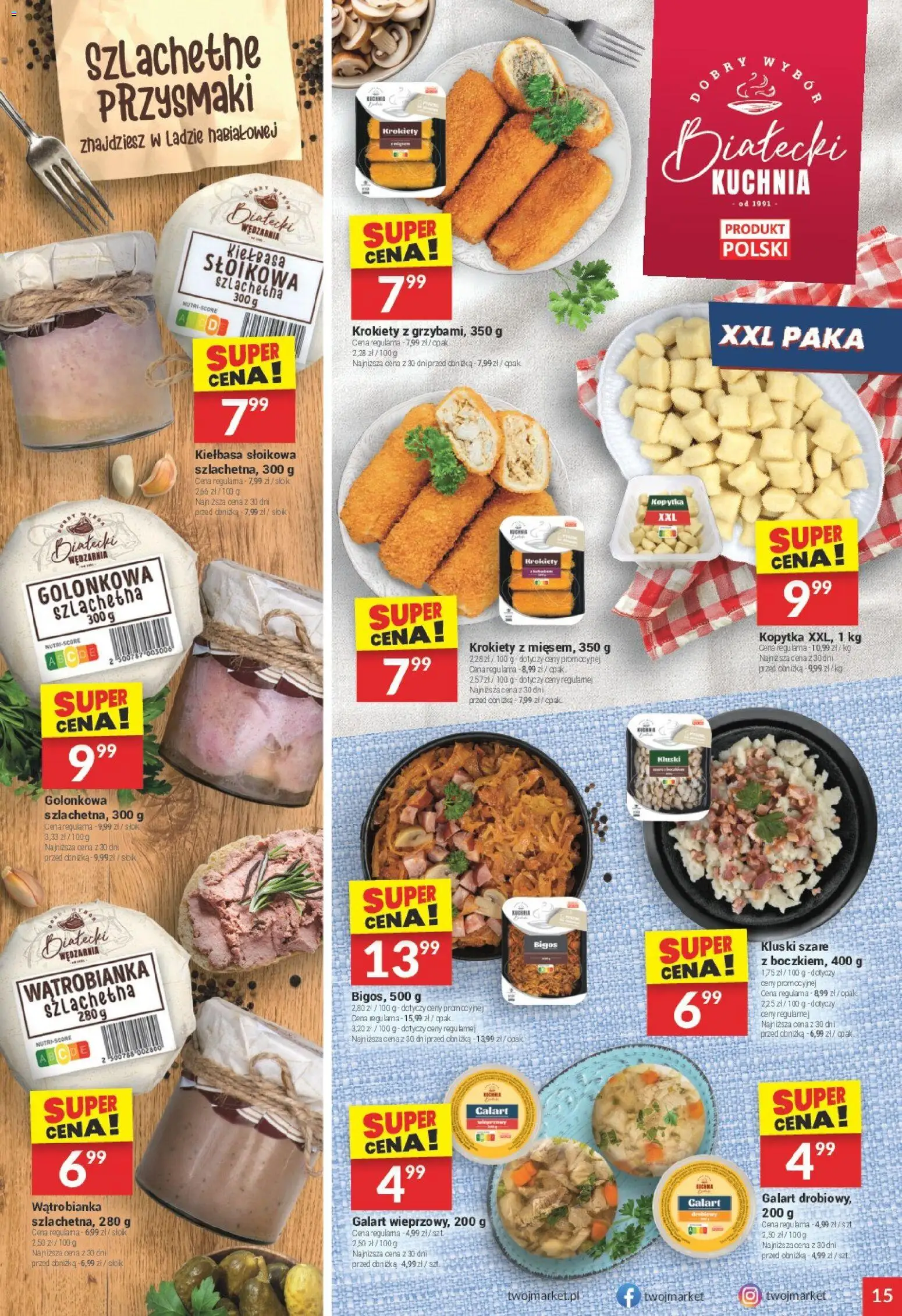 Twój Market Gazetka od 29.10.2025 | Strona: 15 | Produkty: Kiełbasa, Krokiety, Kopytka