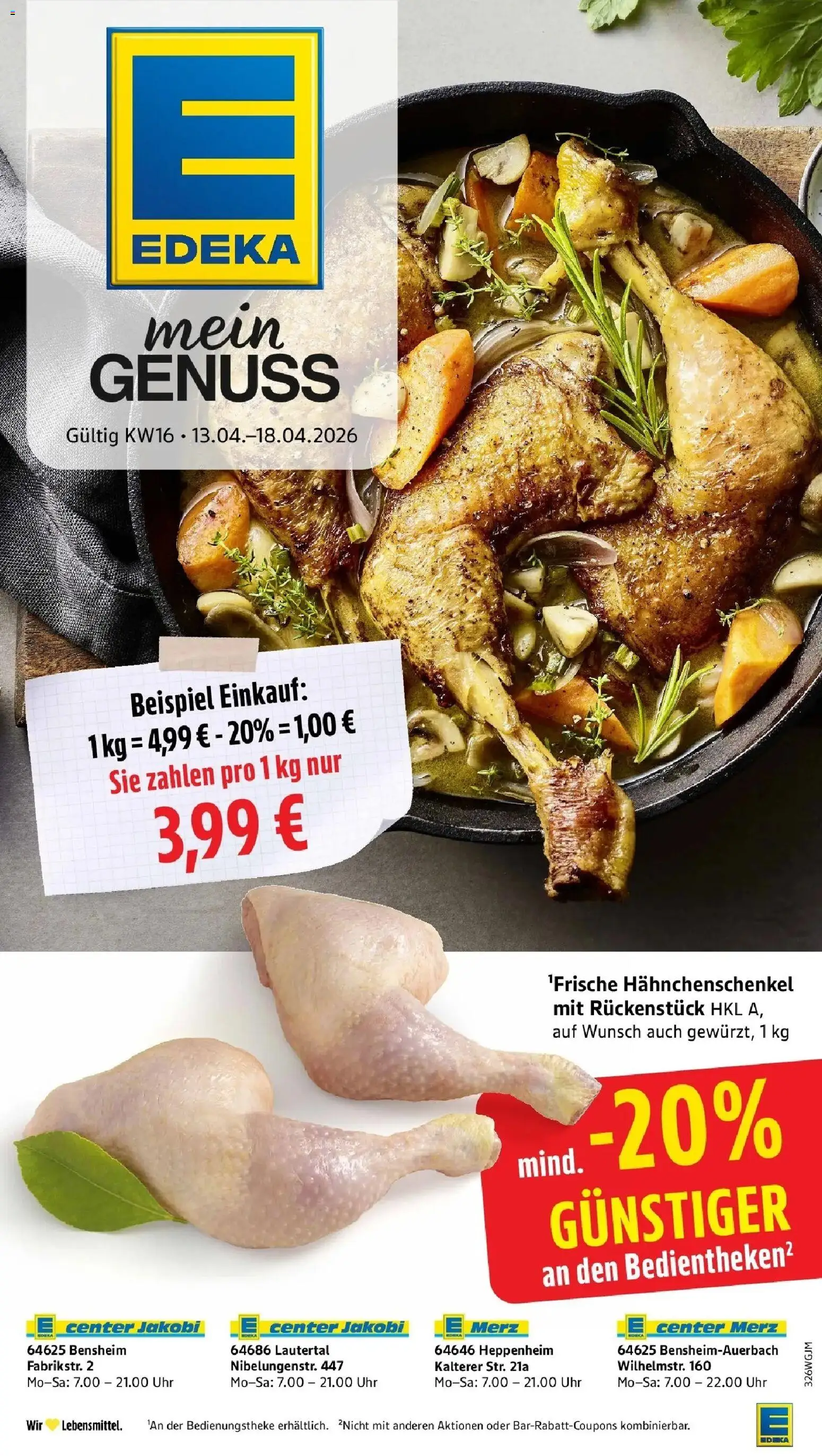 Edeka prospekt Heppenheim	 – gültig ab 12.04.2026 | Seite: 1 | Produkte: Hahnchenschenkel, Uhr