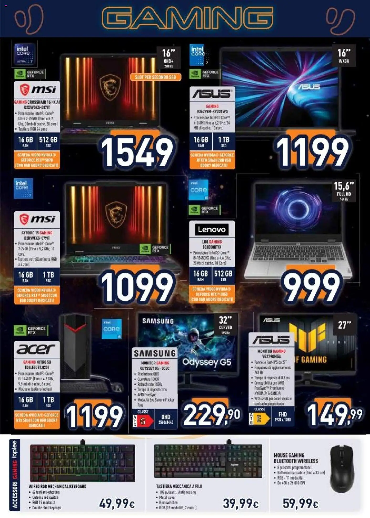 Volantino Unieuro del 03.04.2026 | Pagina: 37 | Prodotti: Monitor, Tastiera, Video, Samsung