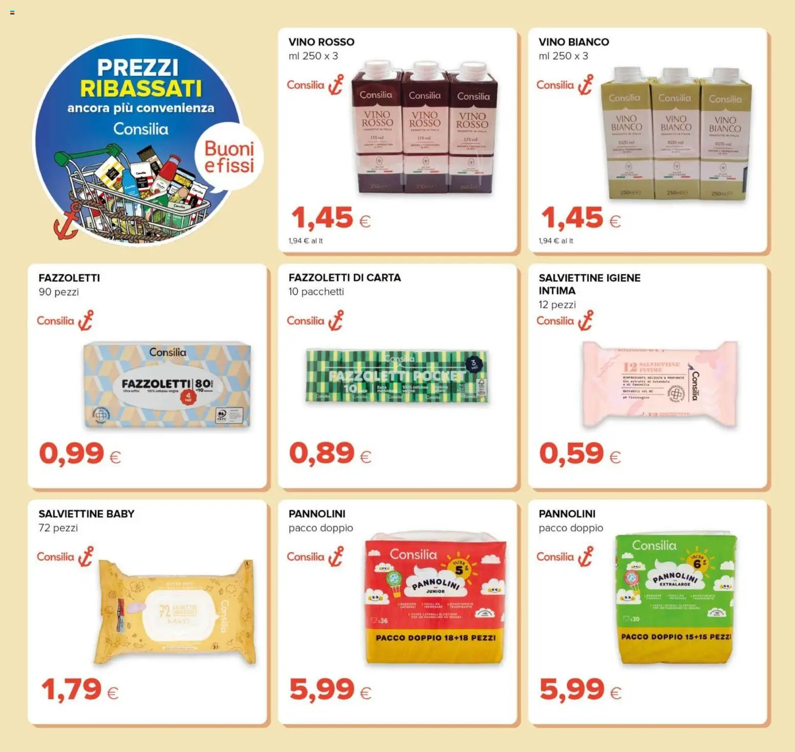 Volantino Oasi del 23.04.2026 | Pagina: 24 | Prodotti: Pannolini, Fazzoletti di carta, Vino rosso, Vino bianco