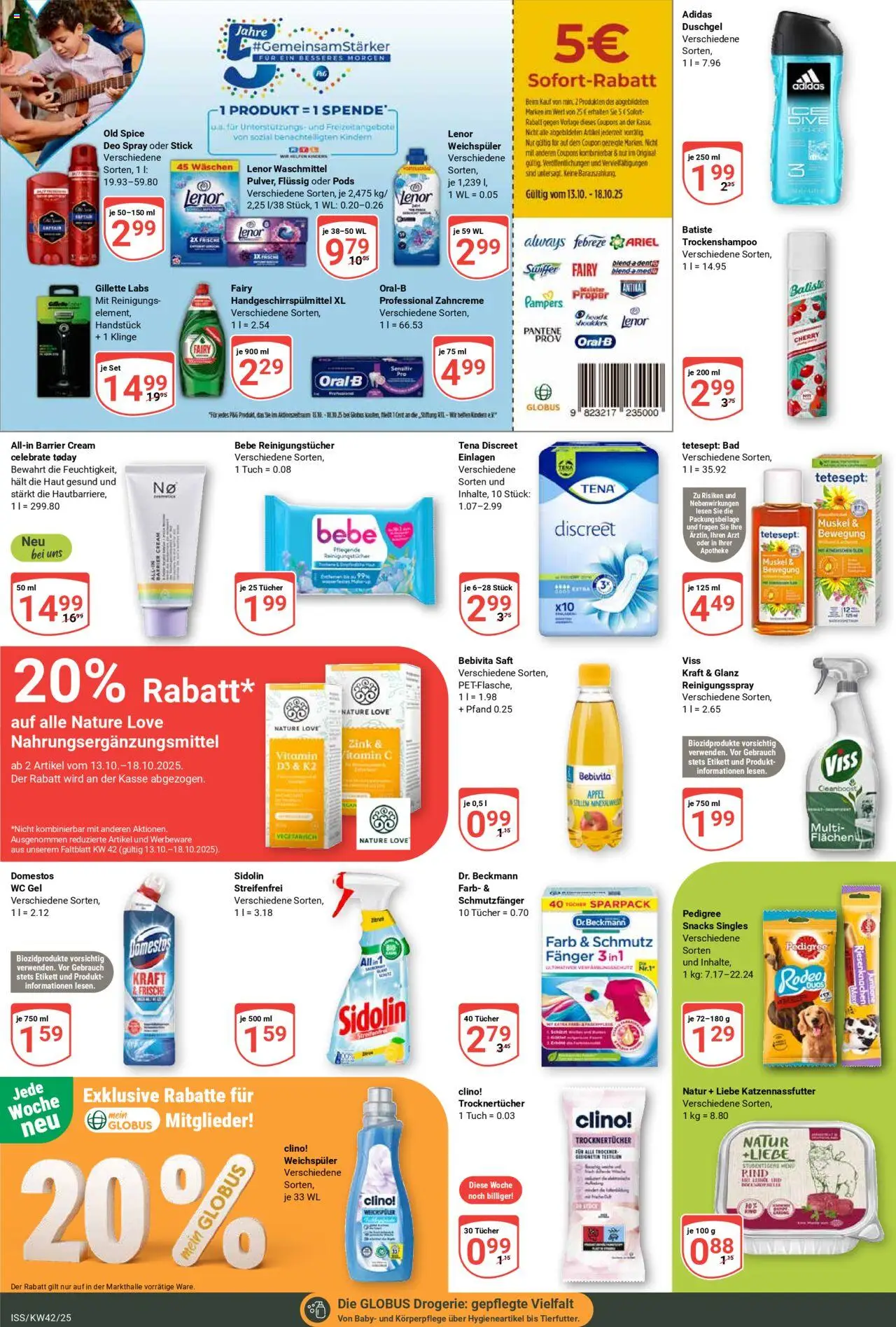 Globus Prospekt 	 – gültig ab 13.10.2025 | Seite: 17 | Produkte: Pampers, Äpfel, Pedigree, Saft
