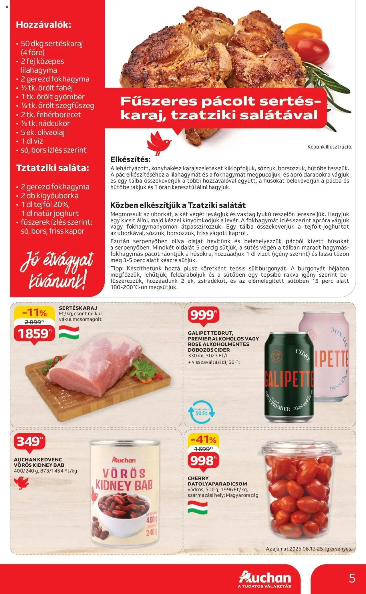Auchan akciós ujság - amely érvényes a következő dátumtól: 12.06.2025 | Oldal: 5 | Termékek: Kapor, Cider, Fahéj, Olívaolaj