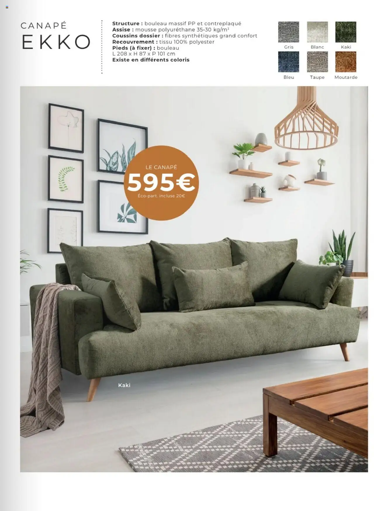 {H1} | Page: 9 | Produits: Kaki, Mousse, Canapé, Moutarde