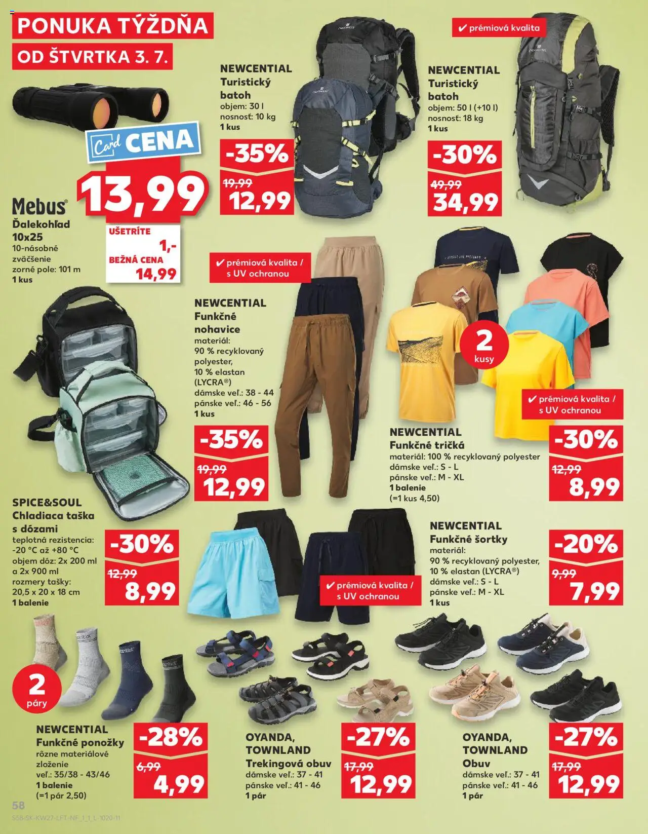 Nové Kaufland akcie – leták je platný od 03.07.2025 | Strana: 58 | Produkty: Nohavice, Ponožky, Batoh, Taška