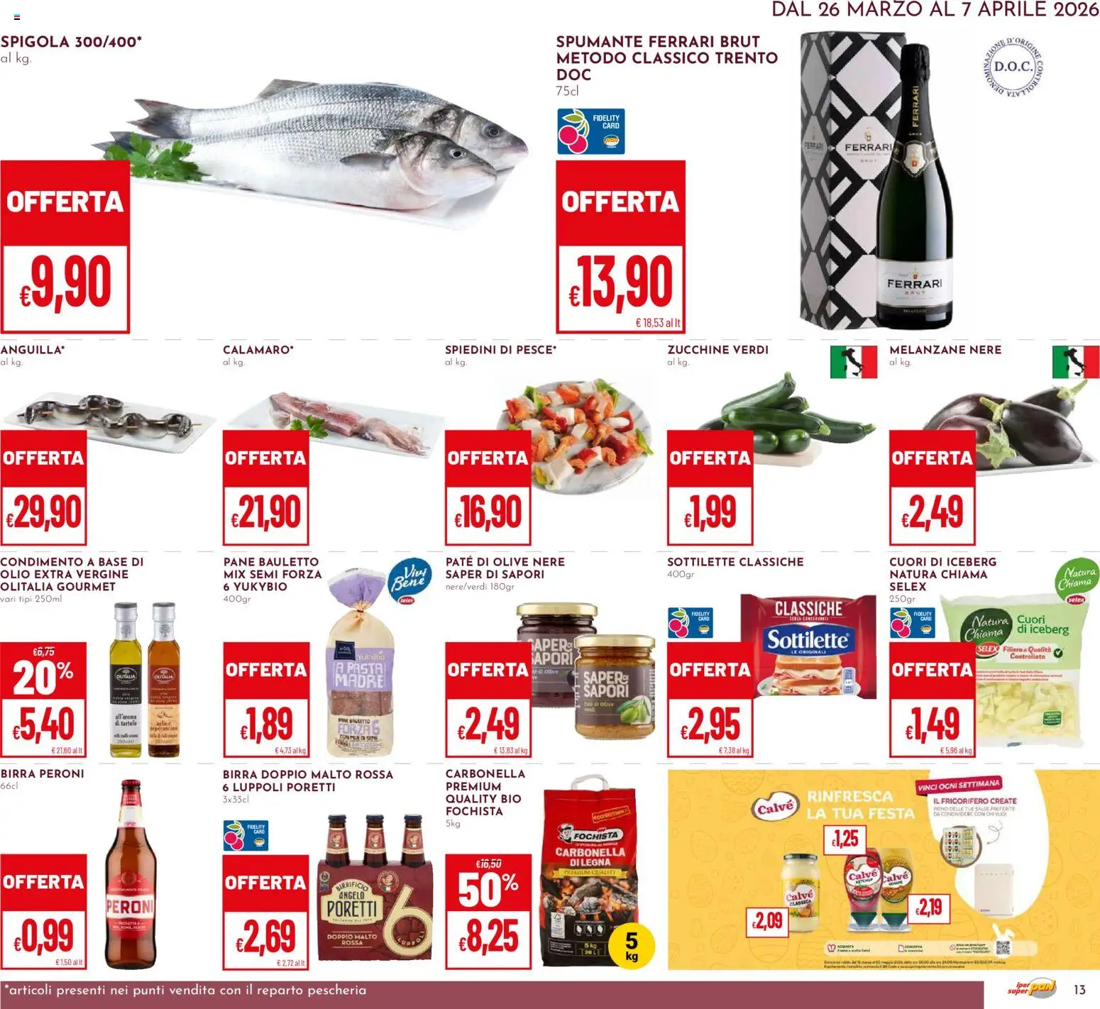 Volantino Pan del 26.03.2026 | Pagina: 13 | Prodotti: Olive, Pasta, Aperol, Spiedini