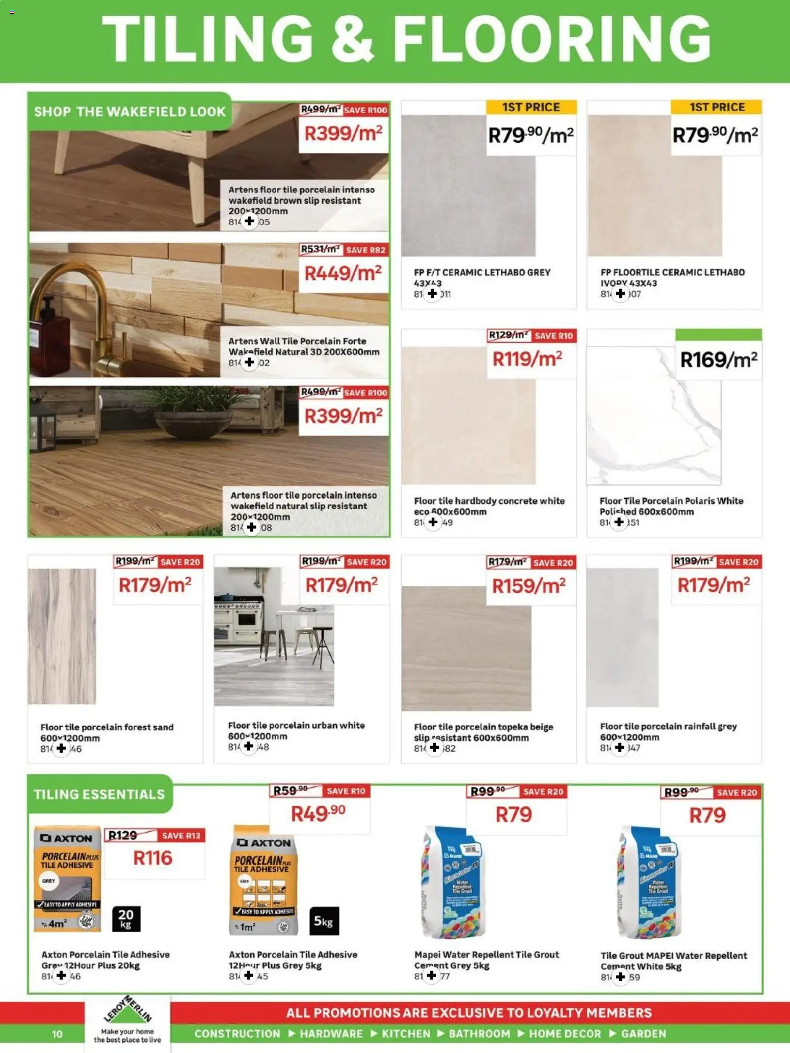 New Leroy Merlin catalogue – valid from 03.04.2026 | Page: 10 | Products: Tiling, Adhesive, Water, Cement