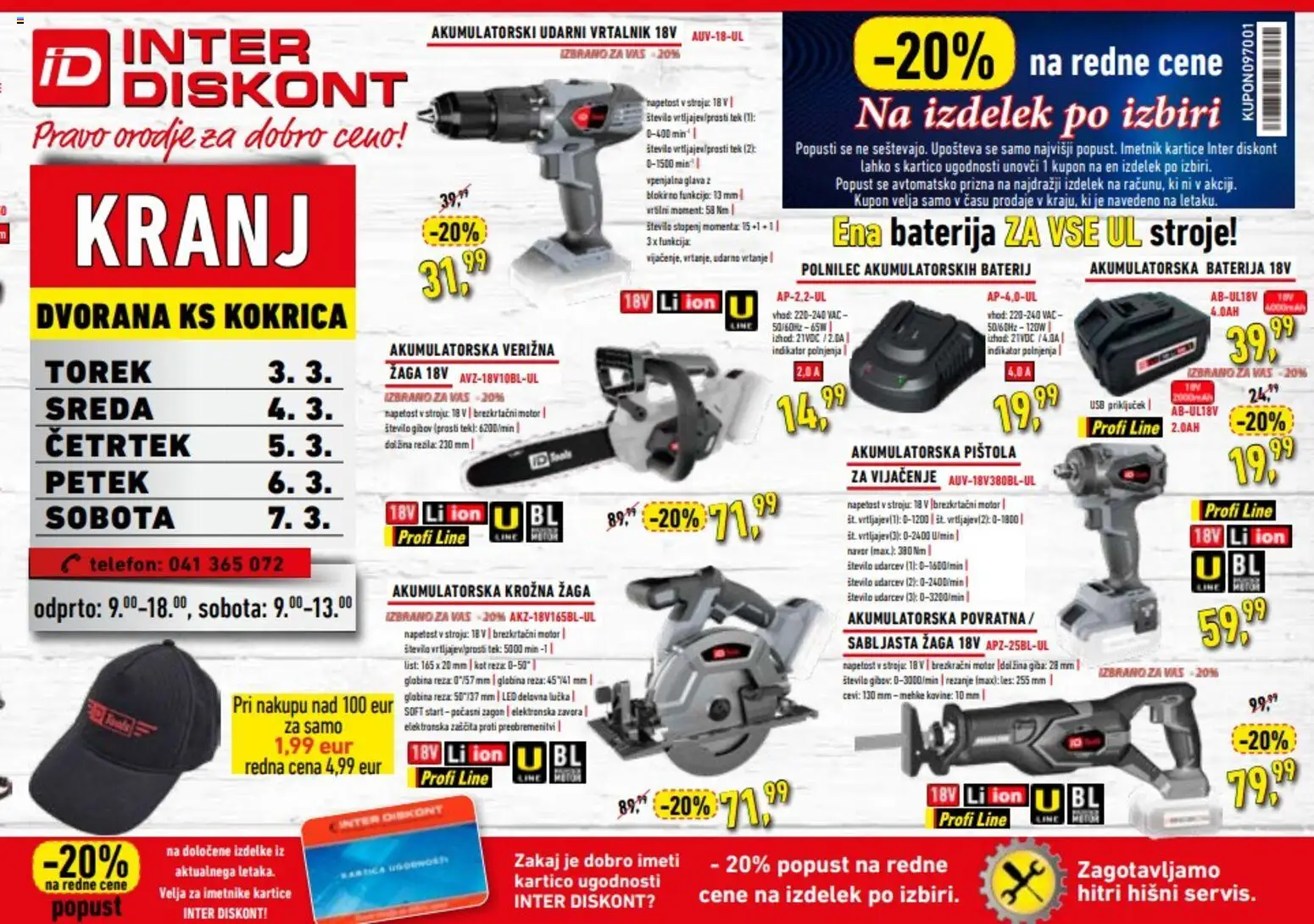 Novi Inter Diskont katalog ponudbe – veljaven od 03.03.2026 | Stran: 1 | Izdelki: Telefon, Orodje, Vrtalnik, Krožna žaga
