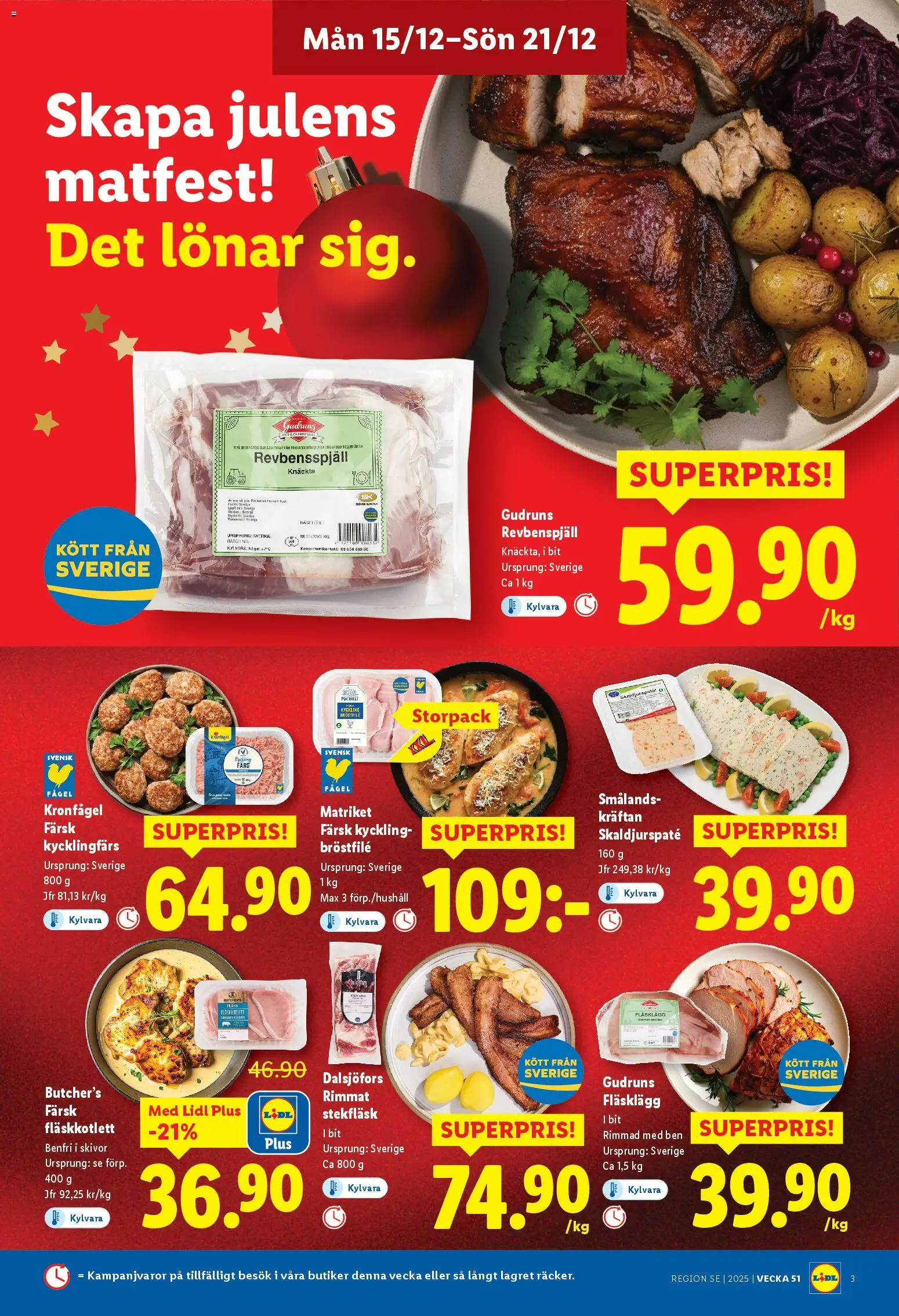 Lidl reklamblad aktuell från 15.12.2025 | Sida: 3 | Produkter: Revbensspjäll