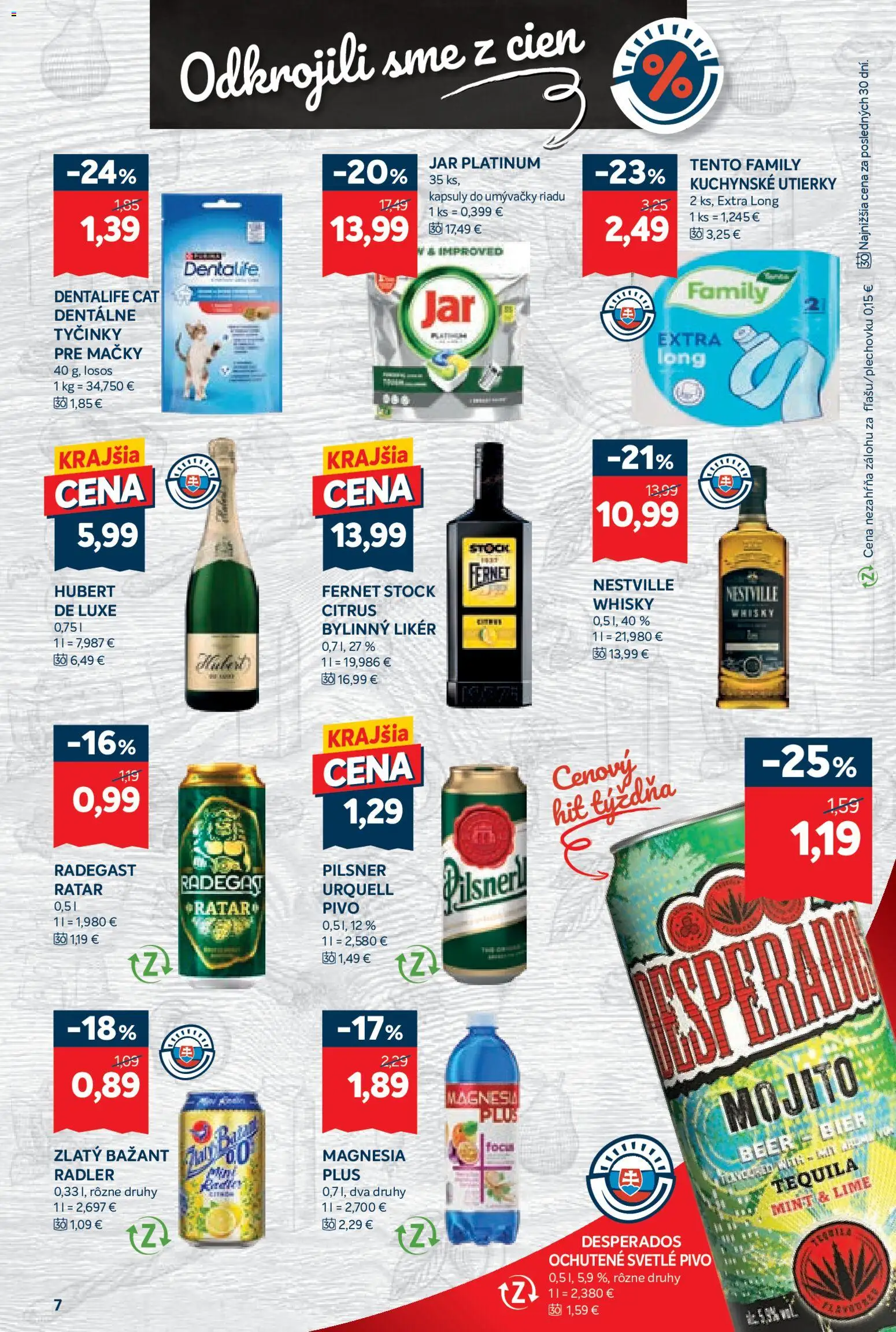 Nové Kraj akcie – leták je platný od 11.12.2025 | Strana: 13 | Produkty: Desperados, Radegast, Losos, Fernet Stock