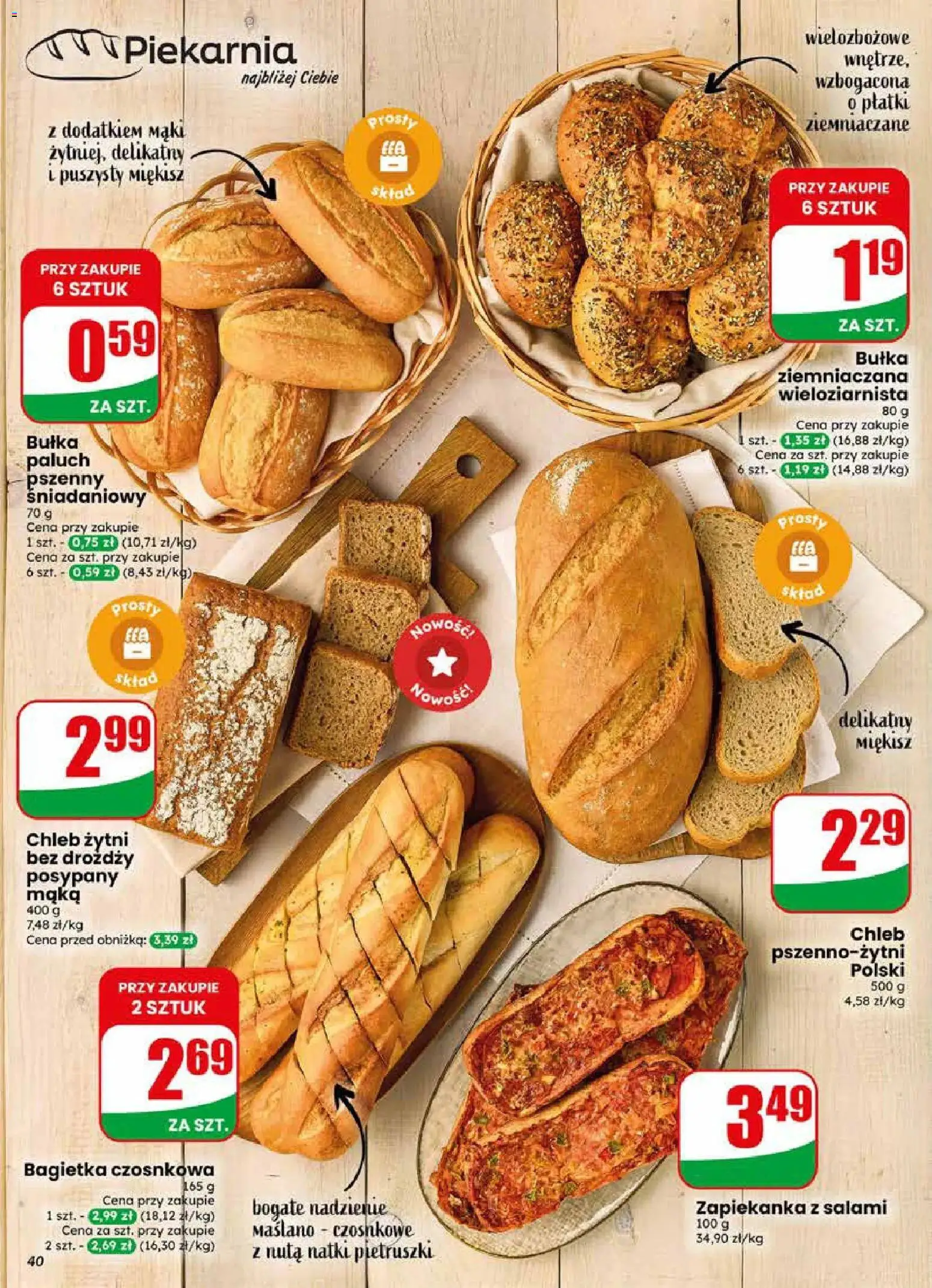 Dino gazetka od 22.04.2026 | Strona: 40 | Produkty: Zapiekanka, Chleb żytni, Chleb, Salami