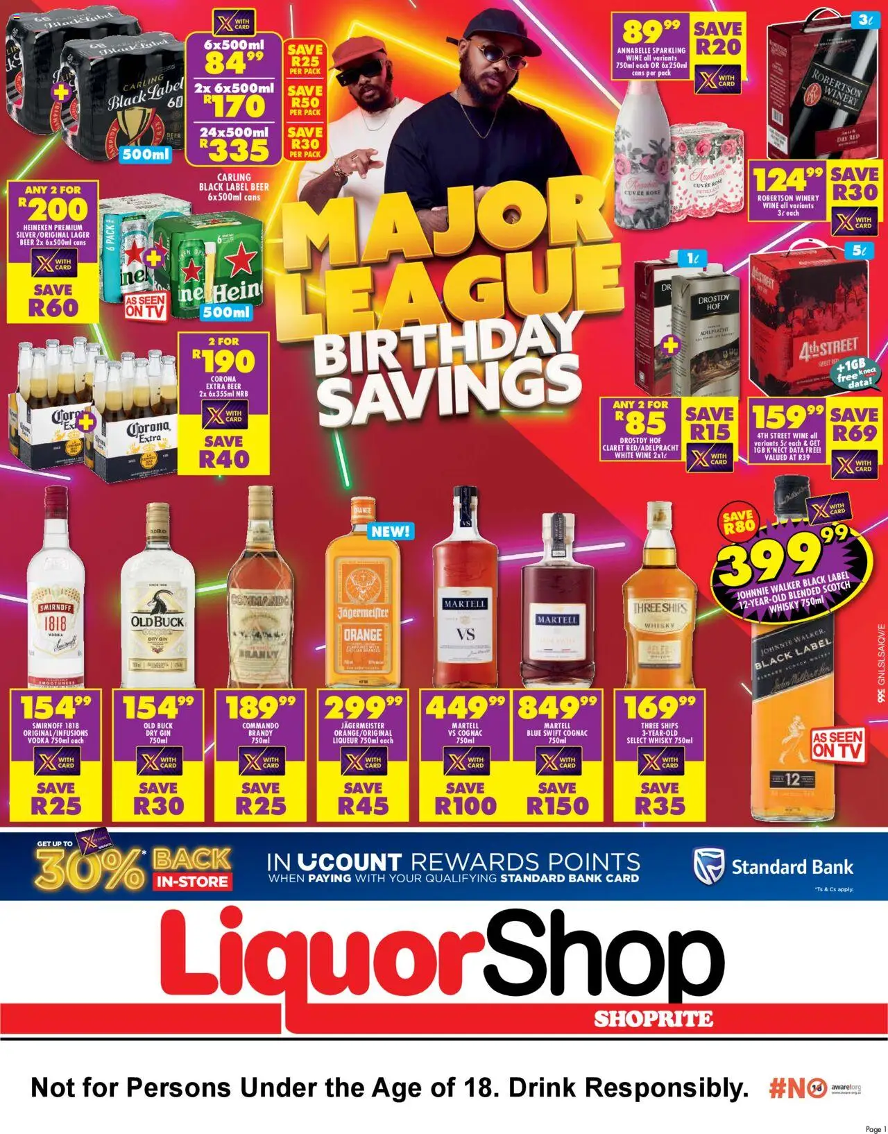 Shoprite Gauteng - LiquorShop Major Deals │ valid from 22.08.2025 | Page: 1 | Products: Wine, Gin, Vodka, Ensalada de quino