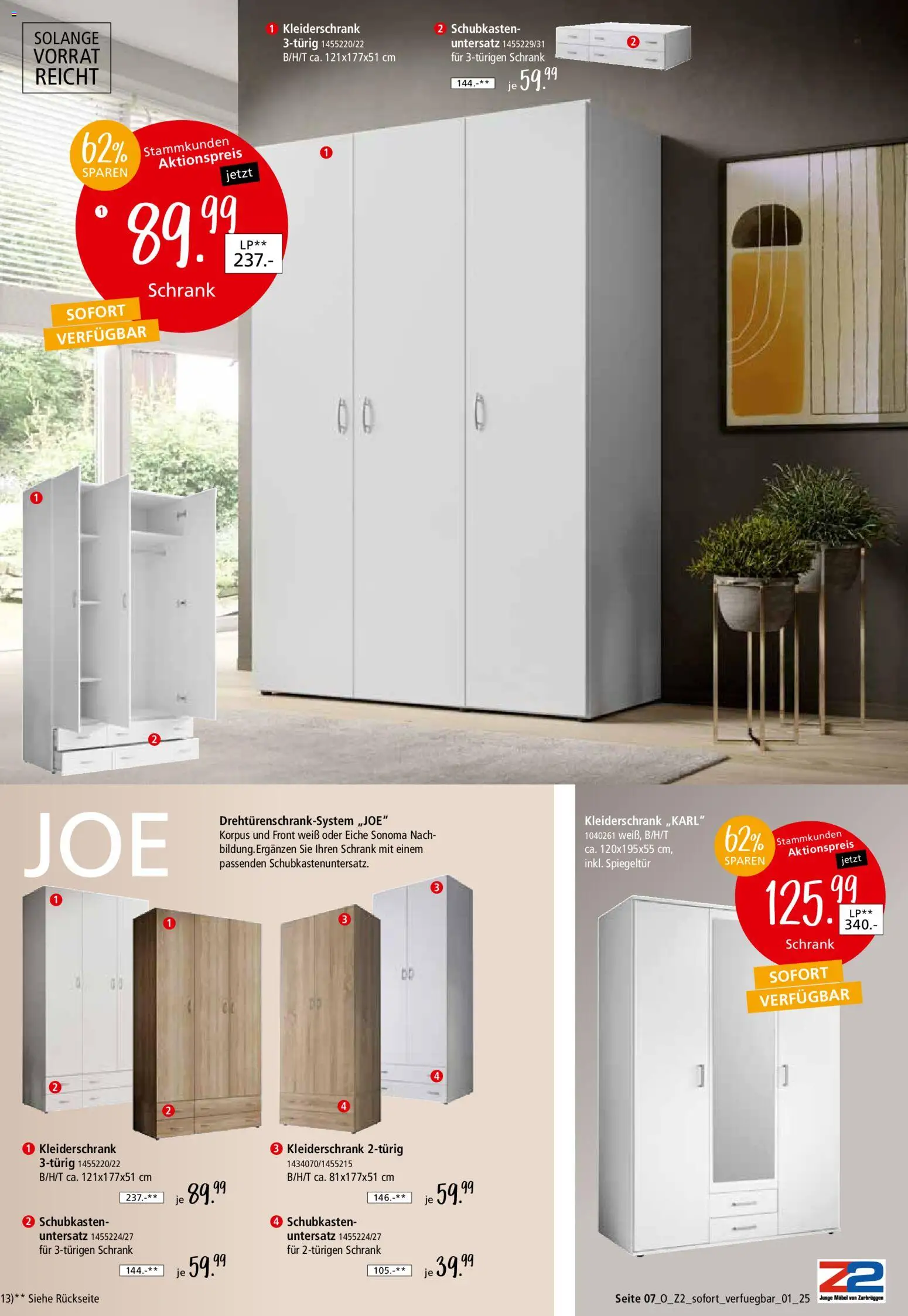 Zurbrüggen Sofort verfügbare Artikel – gültig ab 05.12.2025 | Seite: 7 | Produkte: Kleiderschrank, Schrank