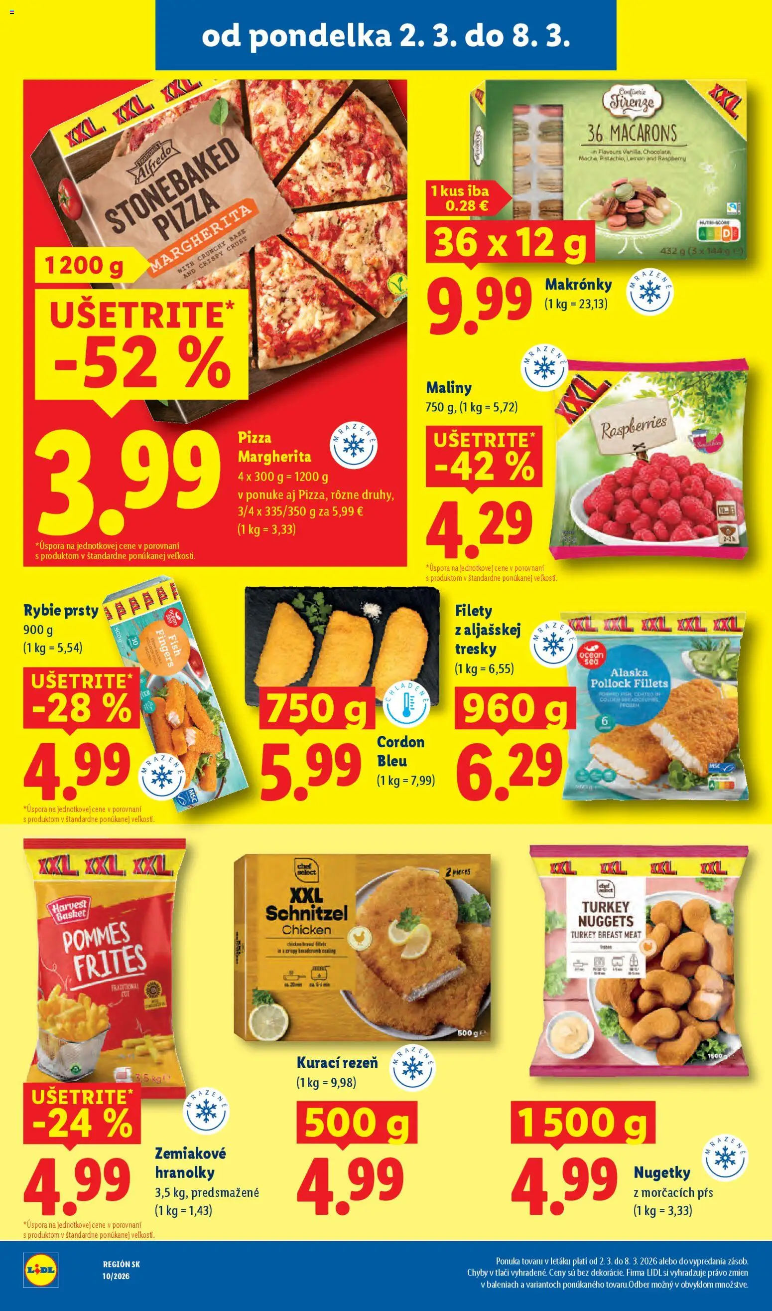 Nové Lidl akcie – leták je platný od 05.03.2026 | Strana: 68 | Produkty: Pizza, Makronky, Maliny