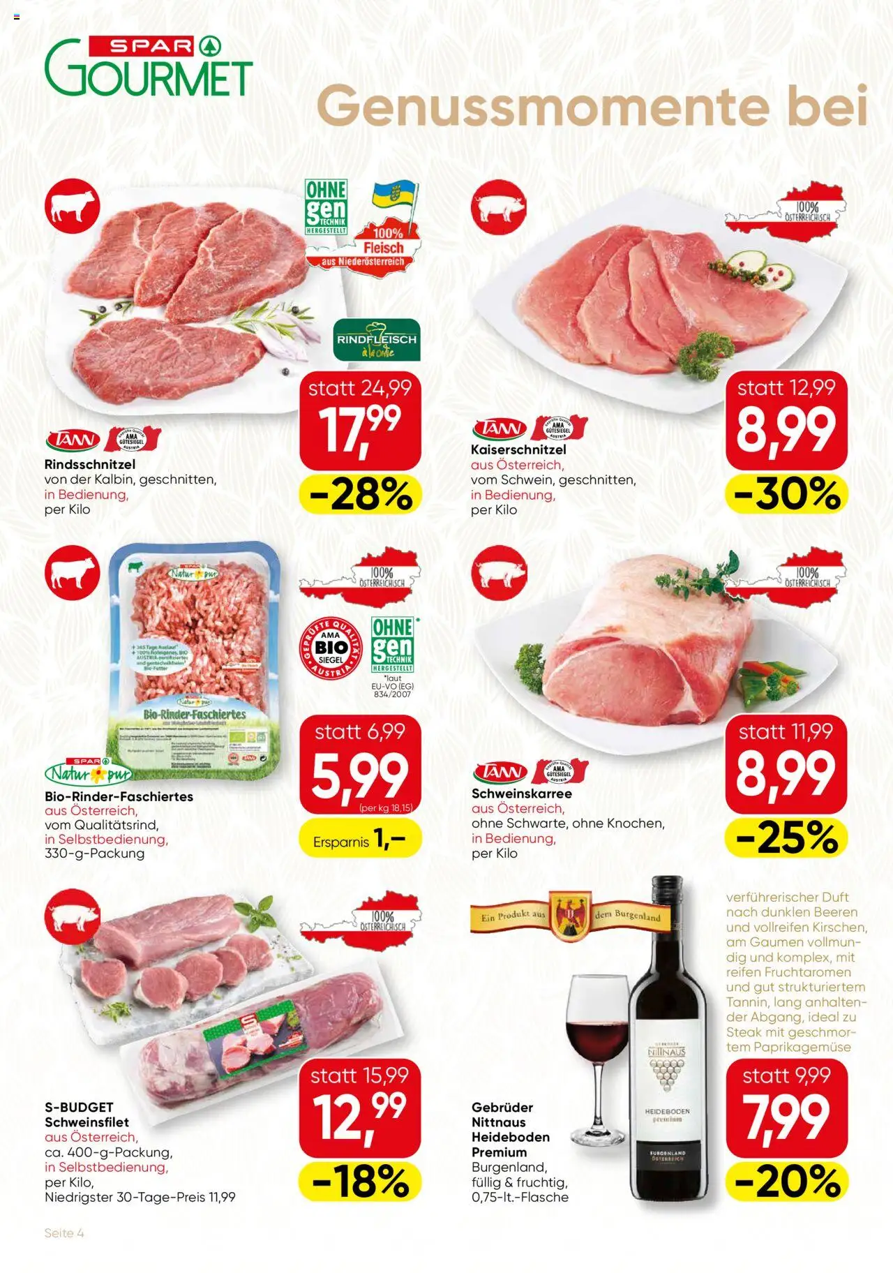 SPAR Gourmet Flugblatt Wien gültig ab 11.09.2025 | Seite: 4 | Produkte: Duft, Rindfleisch