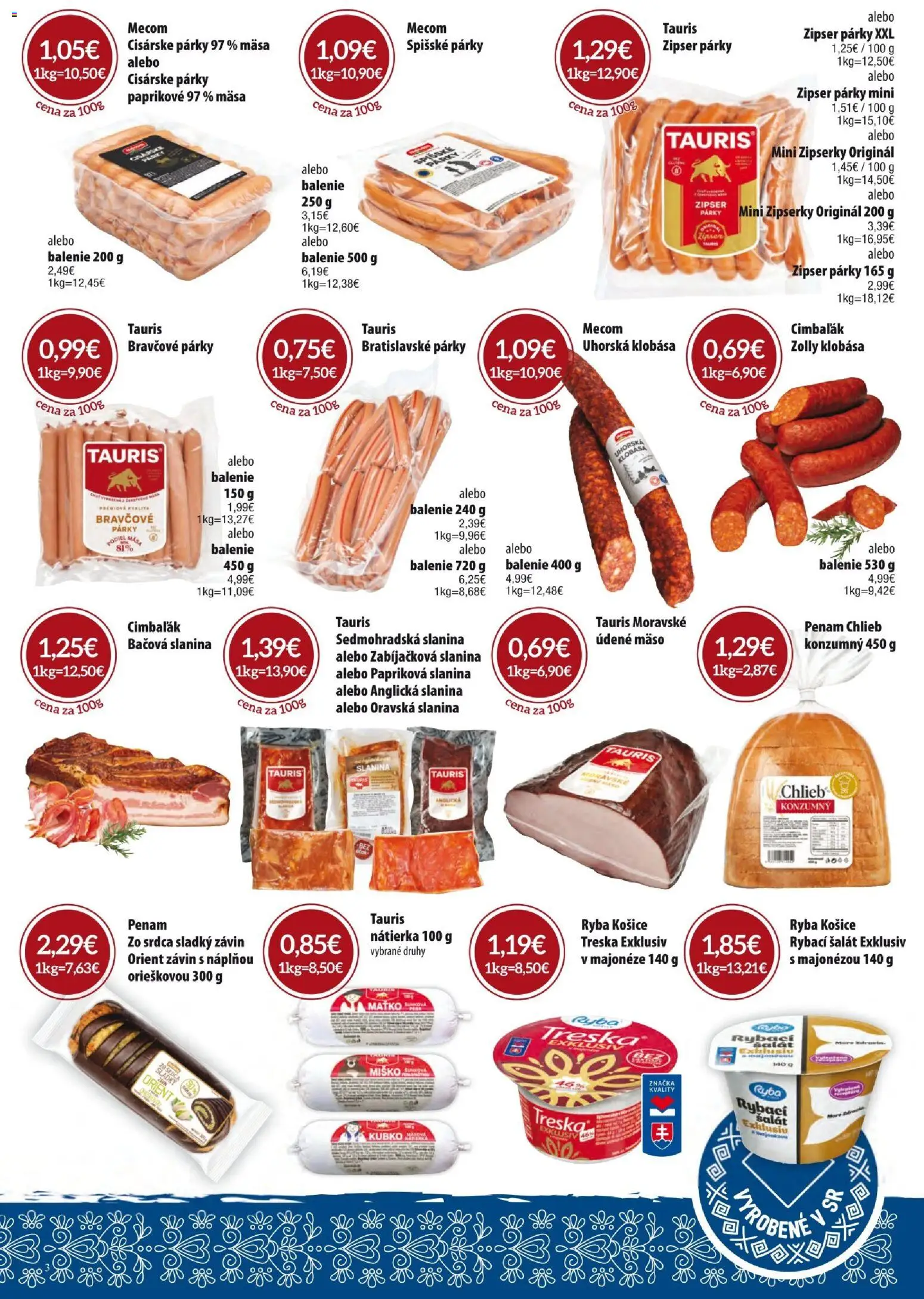 Nové KARMEN CBA akcie – leták je platný od 01.04.2026 | Strana: 3 | Produkty: Slanina, Klobása, Závin, Párky