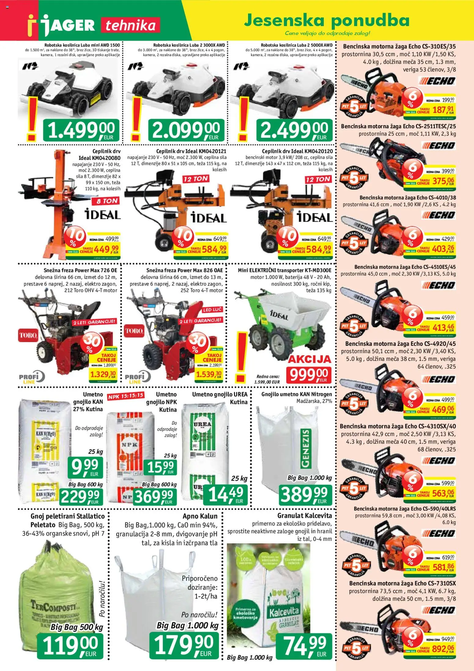 Novi Jager katalog ponudbe – veljaven od 10.12.2025 | Stran: 3 | Izdelki: Baterija, Teza, Kosilnica, Robotska kosilnica