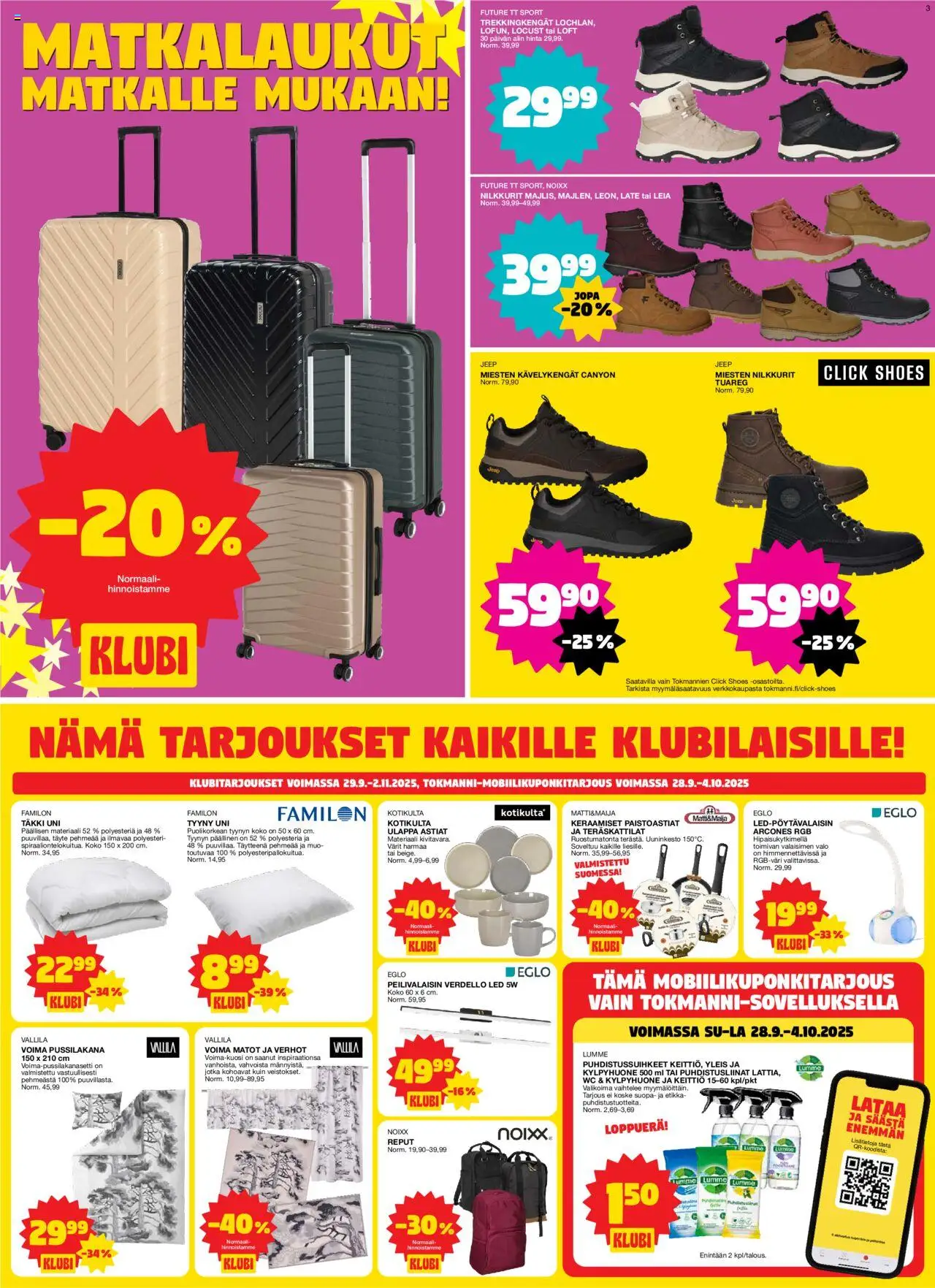 Tokmanni tarjoukset – voimassa 29.09.2025 alkaen | Sivu: 3 | Tuotteet: Puhdistusliinat, Nilkkurit, WC, Takki