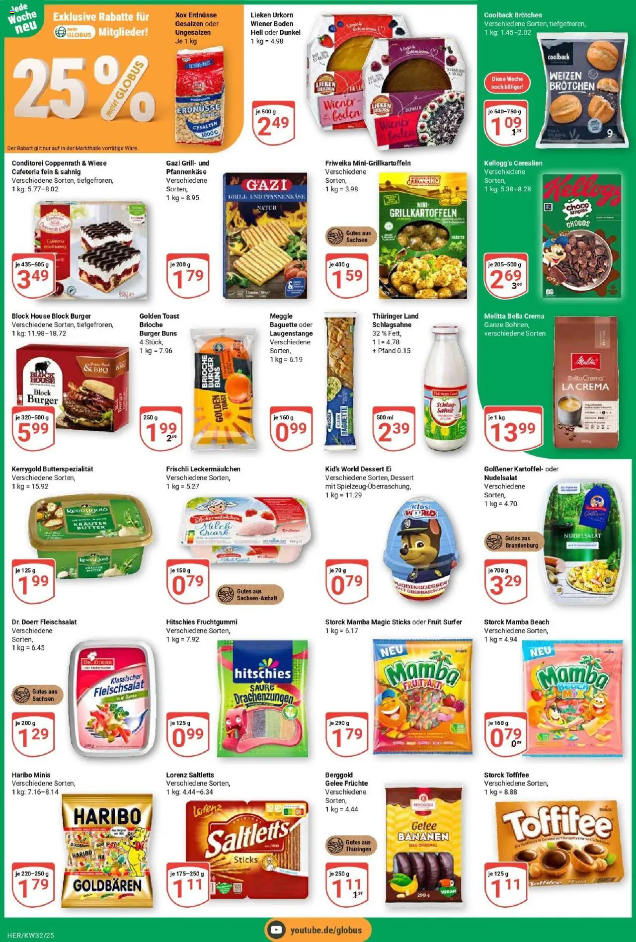 Globus prospekt Hermsdorf	 - gültig ab dem 03.08.2025 | Seite: 5 | Produkte: Melitta, Schlagsahne, Butter, Sahne