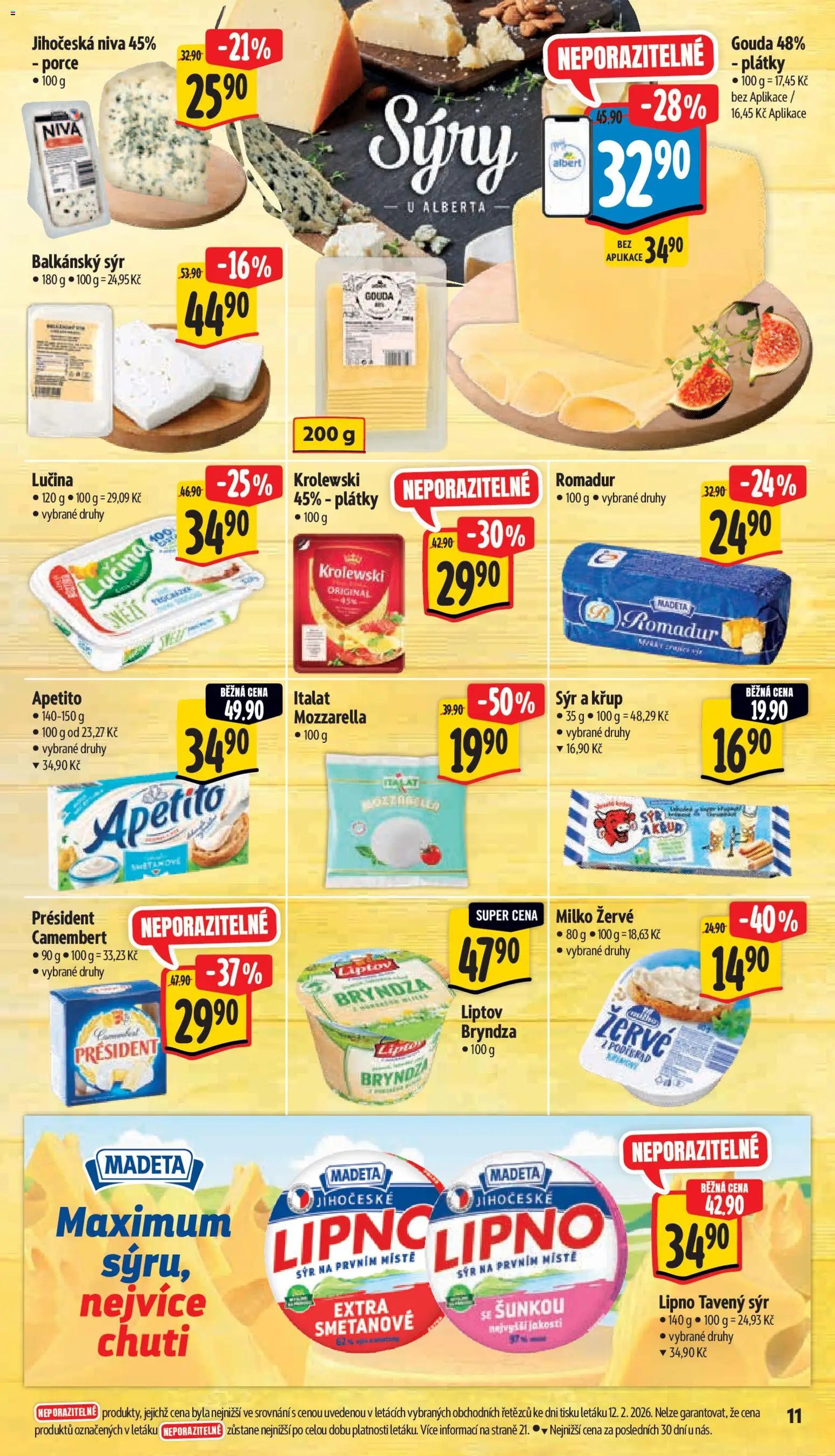 Albert leták - Supermarket od 18.02.2026 | Strana: 19 | Produkty: Gouda, Balkánský sýr, Romadur, Camembert