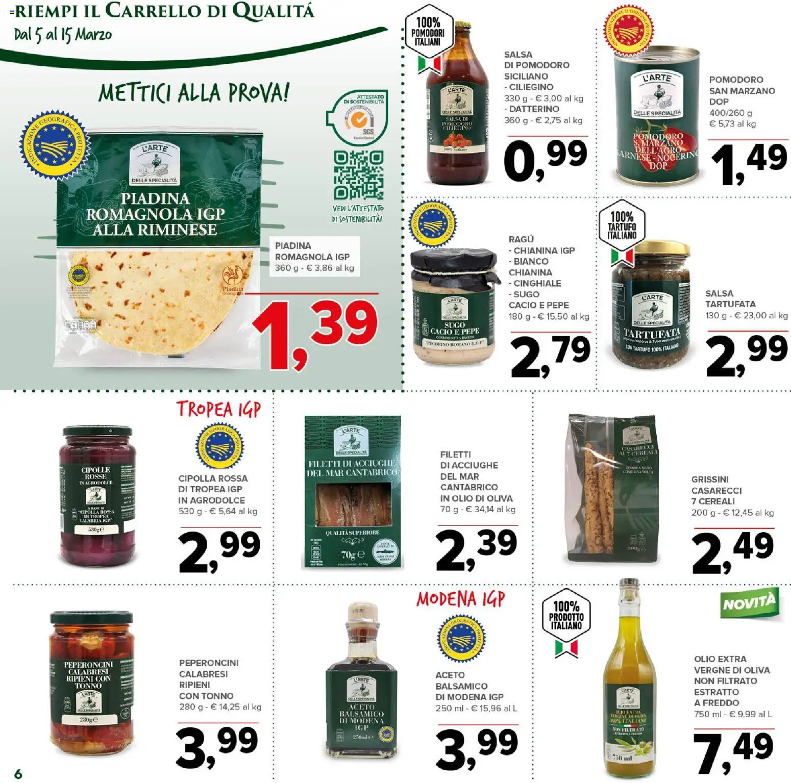 Volantino Todis del 05.03.2026 | Pagina: 6 | Prodotti: Salsa, Pomodoro, Carrello, Acciughe