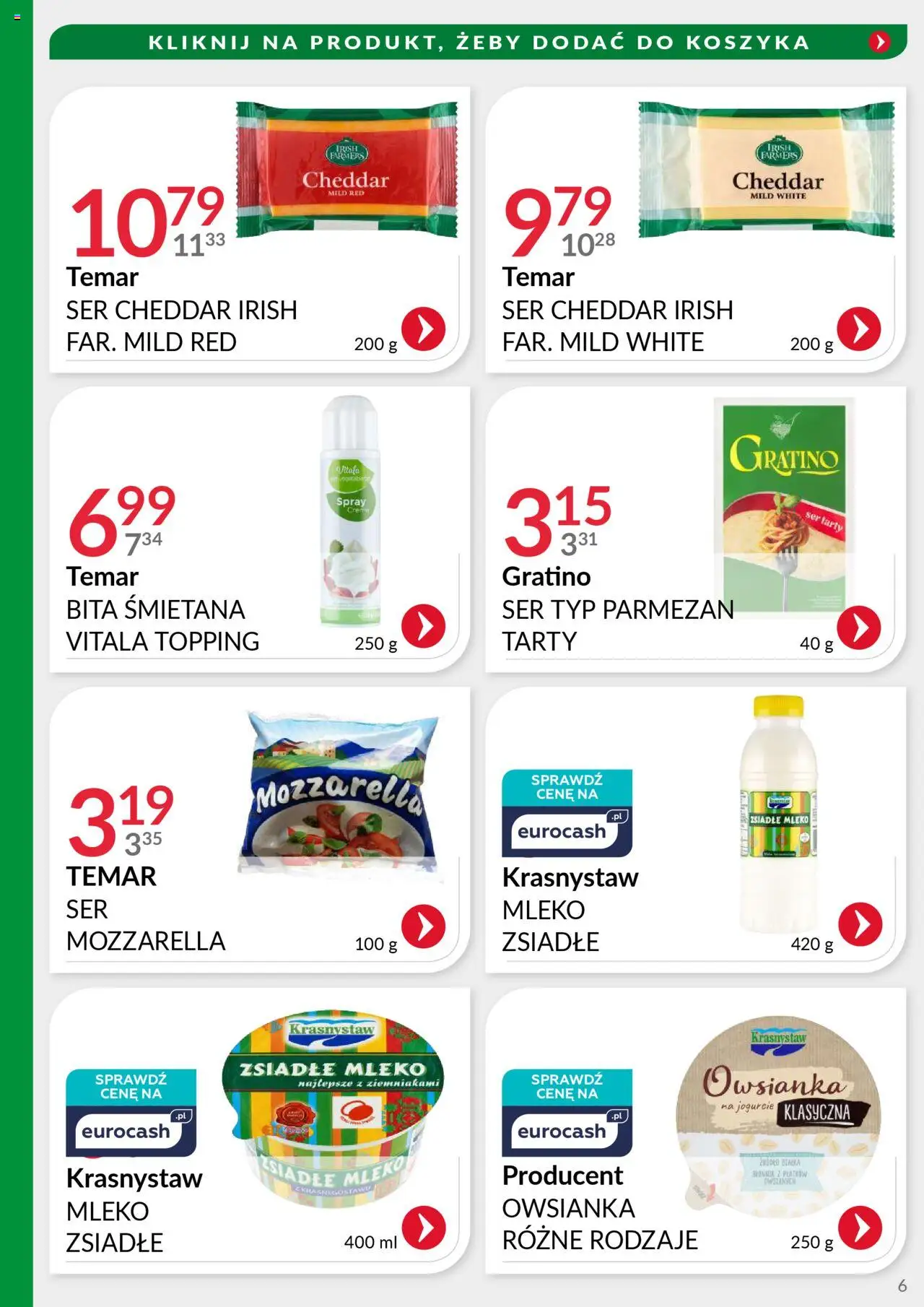 Eurocash Gazetka - Oferta Handlowa MR Południowy Wschód od 04.08.2025 | Strona: 6 | Produkty: Owsianka, Mozzarella, Parmezan, Ser cheddar