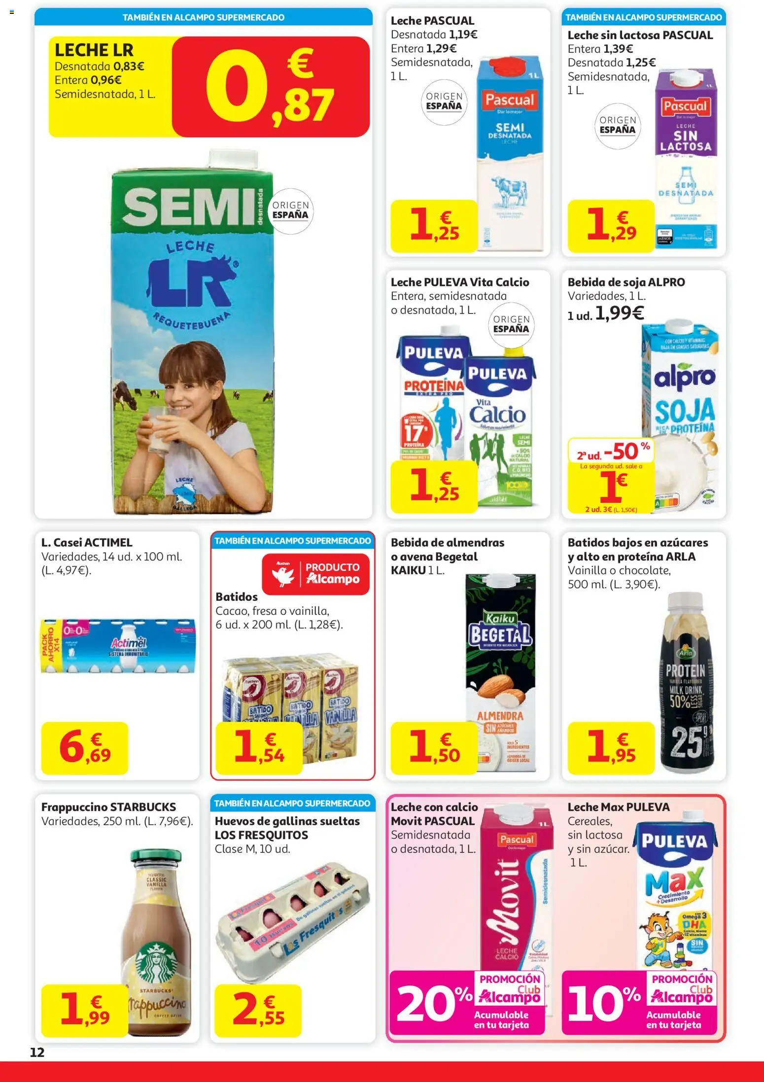 Alcampo - HG Unico Madrid │ válido desde el 29.12.2025 | Página: 12 | Productos: Leche sin lactosa, Leche, Huevos, Bebida de soja