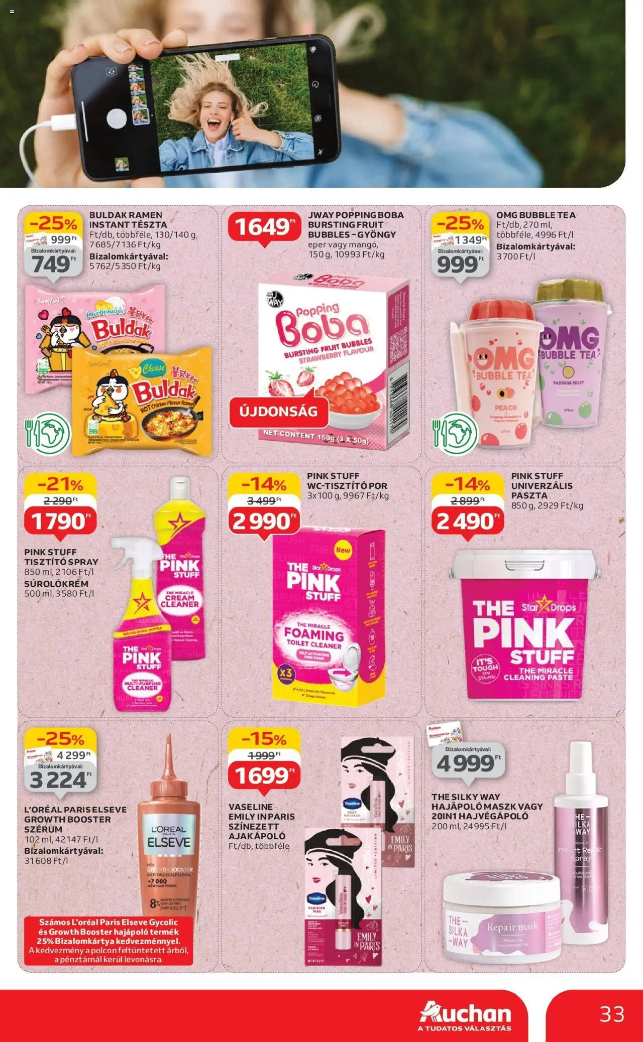 Auchan akciós ujság - amely érvényes a következő dátumtól: 12.06.2025 | Oldal: 33 | Termékek: Maszk, Tea, Tészta, Eper