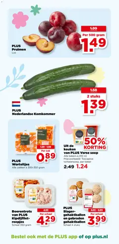 PLUS Pruimen, Fresh plums, sold loose. - Voorbeeld van een folder van Plus, geldig van 25.03.2026 | Pagina: 14 | Producten: Komkommer, Beker, Schaal, Zak