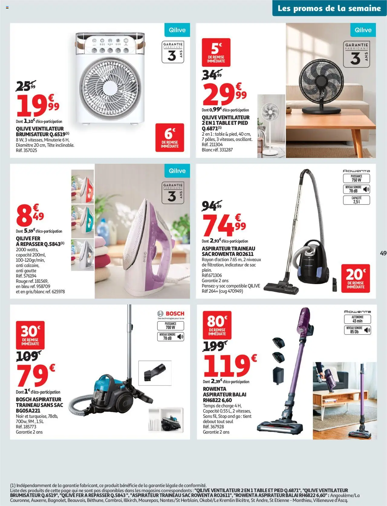  | Page: 49 | Produits: Sac, Fer à repasser, Table, Aspirateur balai