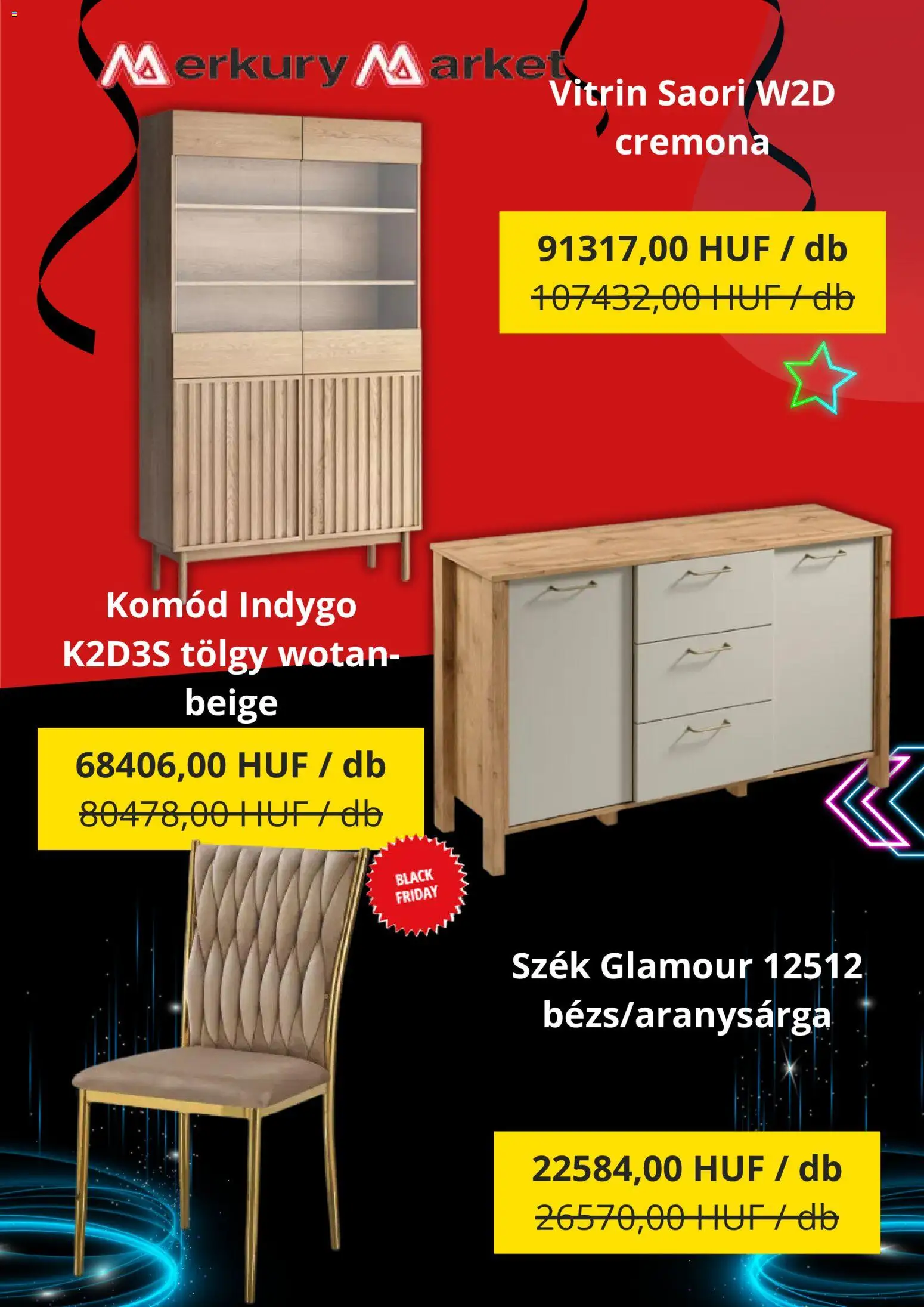 Merkury Market akciós ujság - amely érvényes a következő dátumtól: 07.11.2025 | Oldal: 7 | Termékek: Szék, Komód, Vitrin