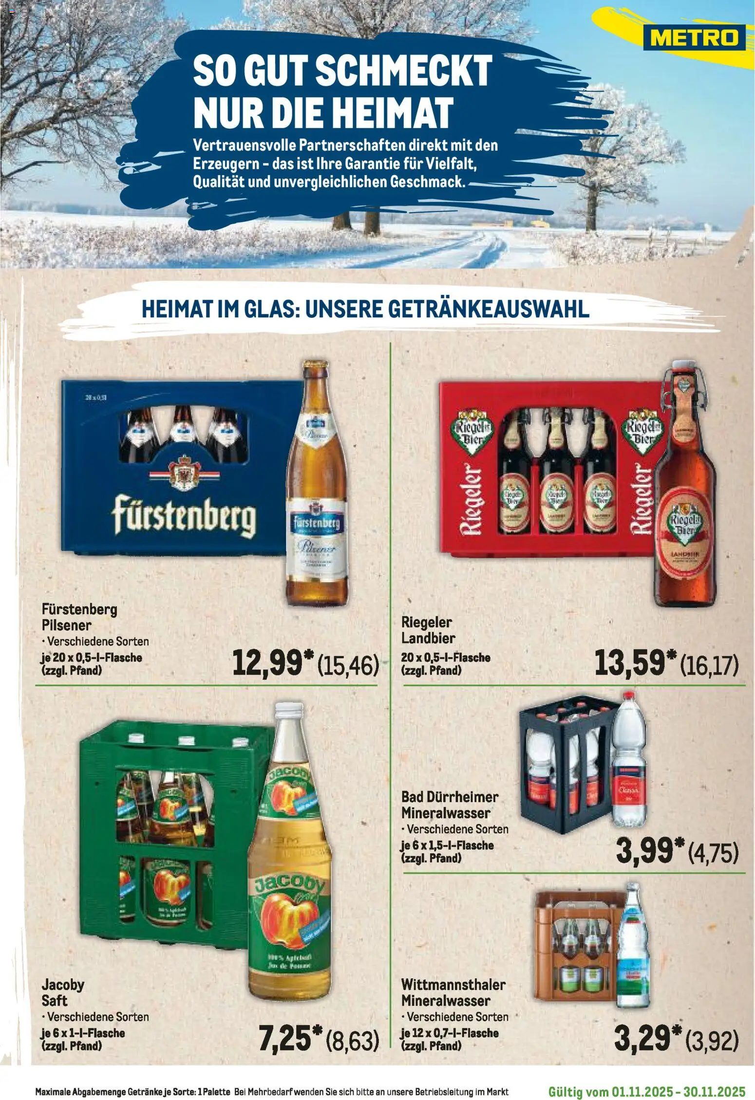 Metro Regionaler Flyer – gültig ab 01.11.2025 | Seite: 115 | Produkte: Bier, Bad, Mineralwasser, Saft