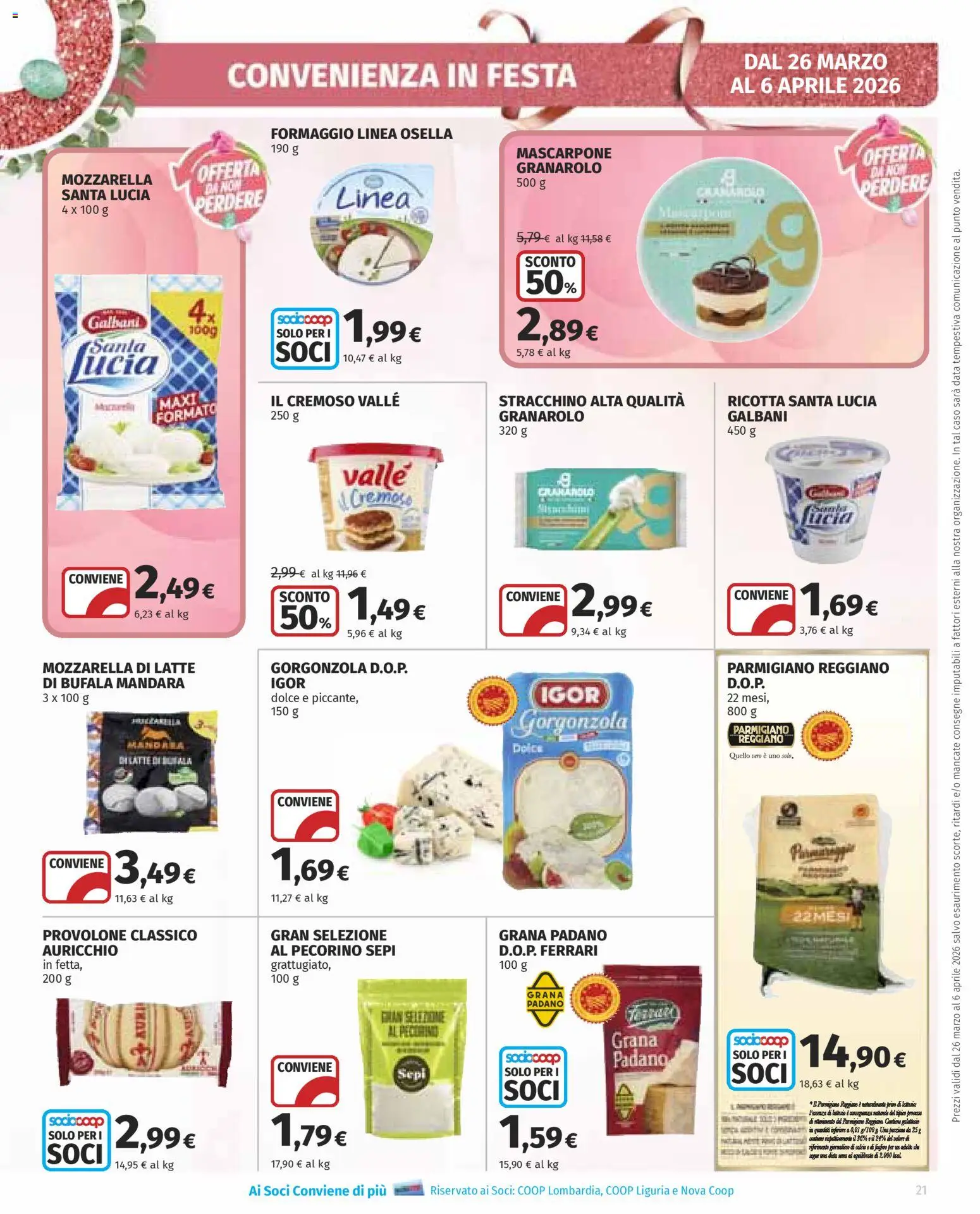 Volantino Ipercoop del 26.03.2026 | Pagina: 21 | Prodotti: Provolone, Latte, Ricotta, Mascarpone