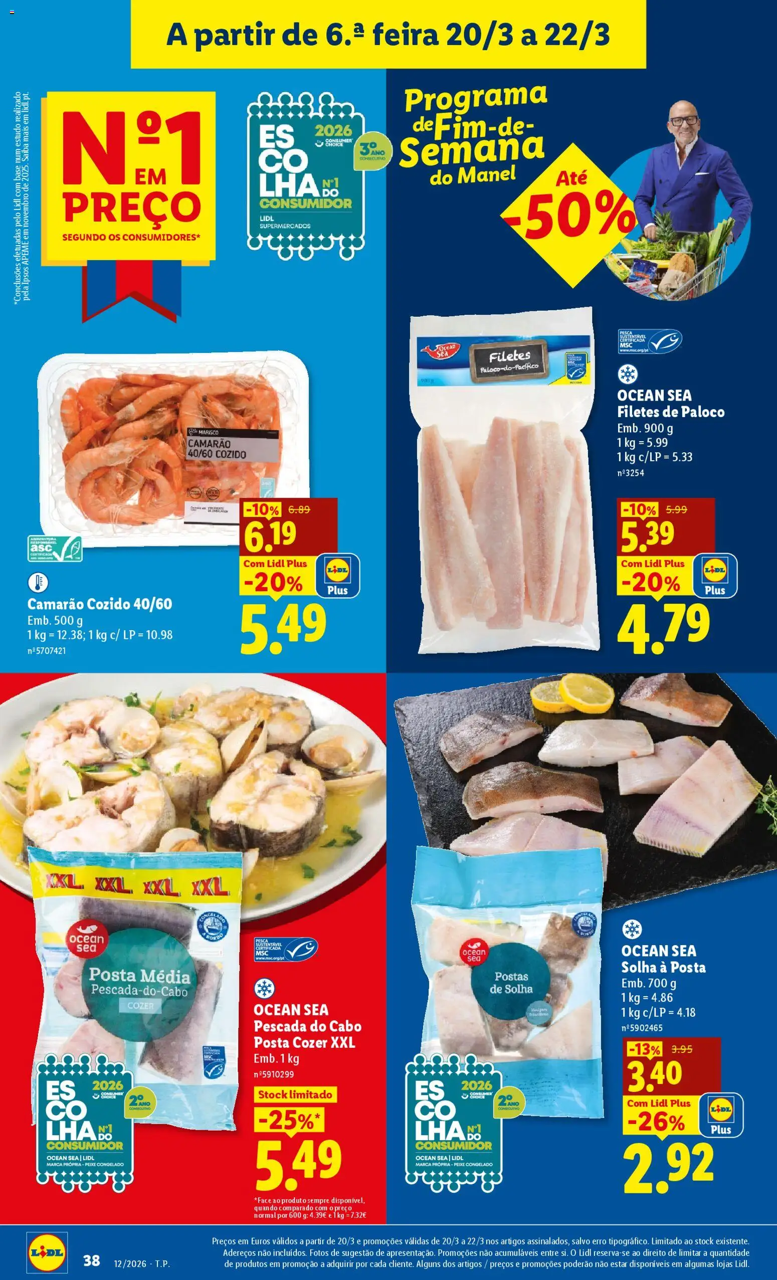 Lidl folheto │ válido de 16.03.2026 | Página: 38 | Produtos: Pescada, Camarão, Base, Peixe
