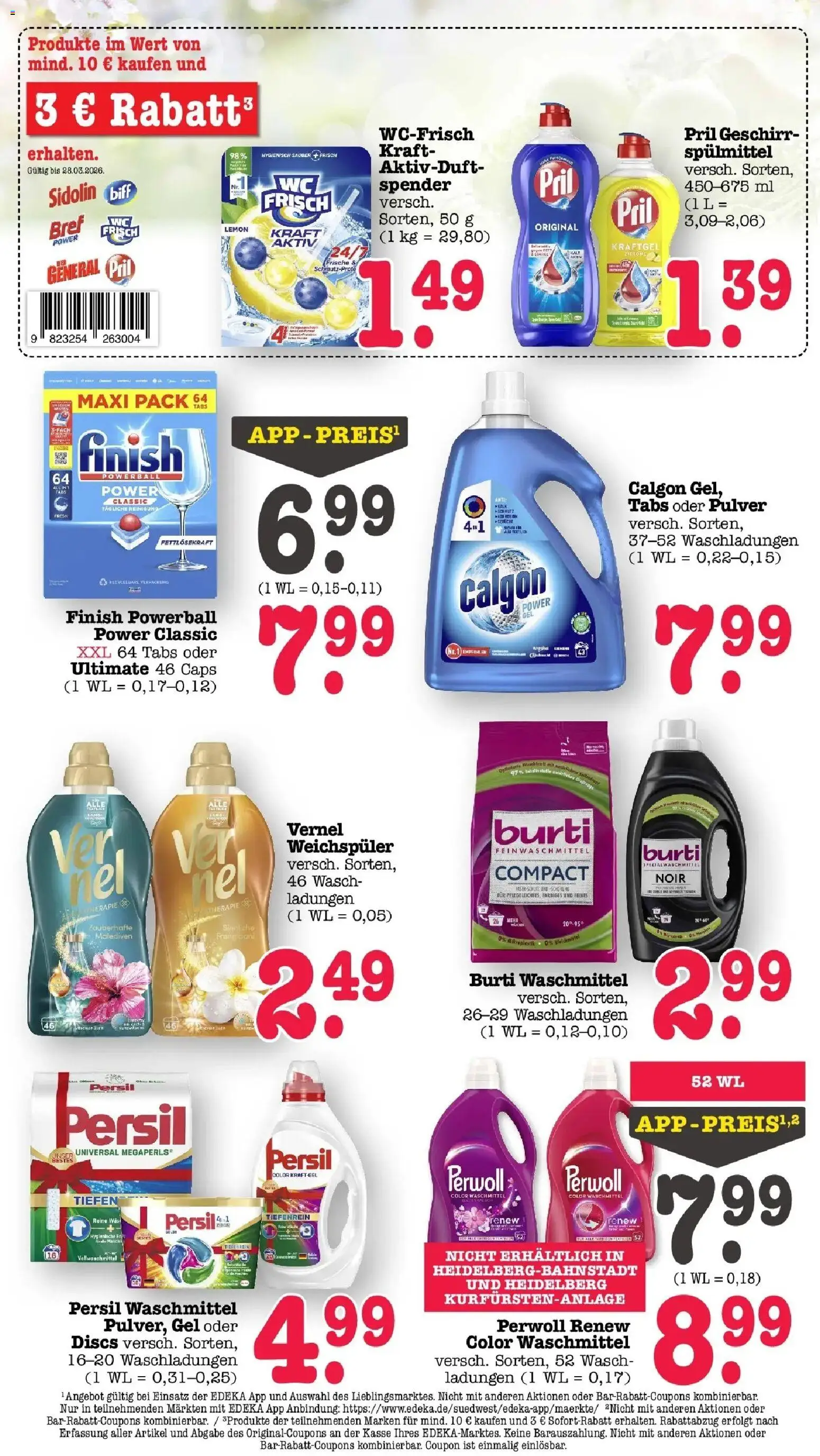 Angebote – gültig ab 23.03.2026 | Seite: 49 | Produkte: Finish, Weichspüler, Waschmittel, Pril