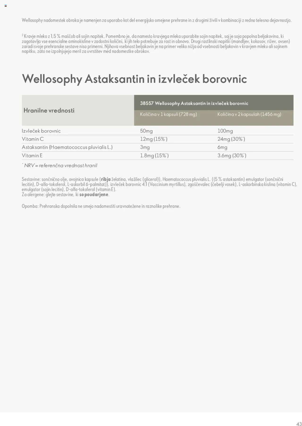 Oriflame katalog wellosophy vodnik po izdelkih │ velja od 18.12.2023 | Stran: 43 | Izdelki: Prehranska dopolnila, Napitki, Mleko