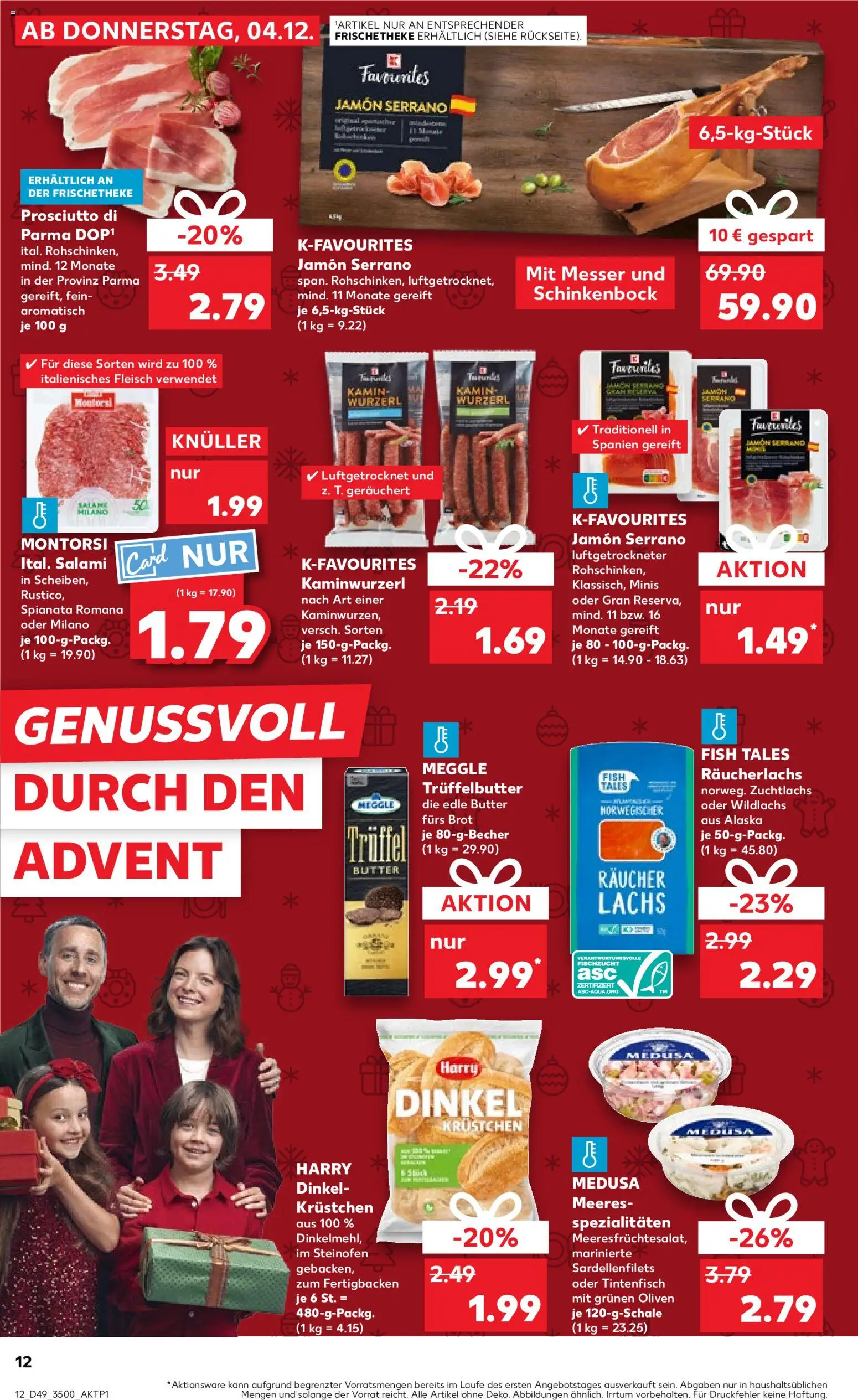Kaufland prospekt Rostock	 – gültig ab 04.12.2025 | Seite: 12 | Produkte: Kamin, Butter, Lachs, Brot
