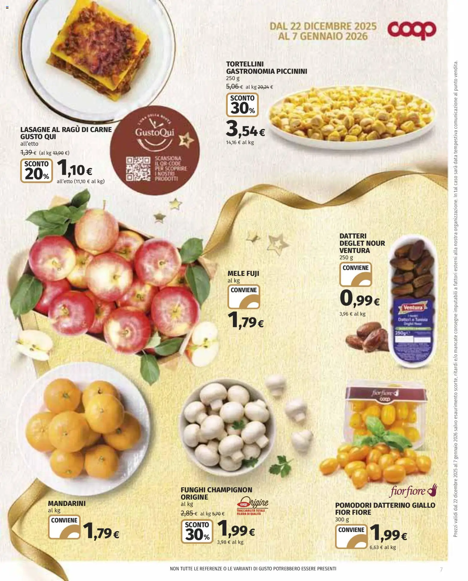 Volantino COOP del 22.12.2025 | Pagina: 7 | Prodotti: Mandarini, Funghi, Data, Ragú