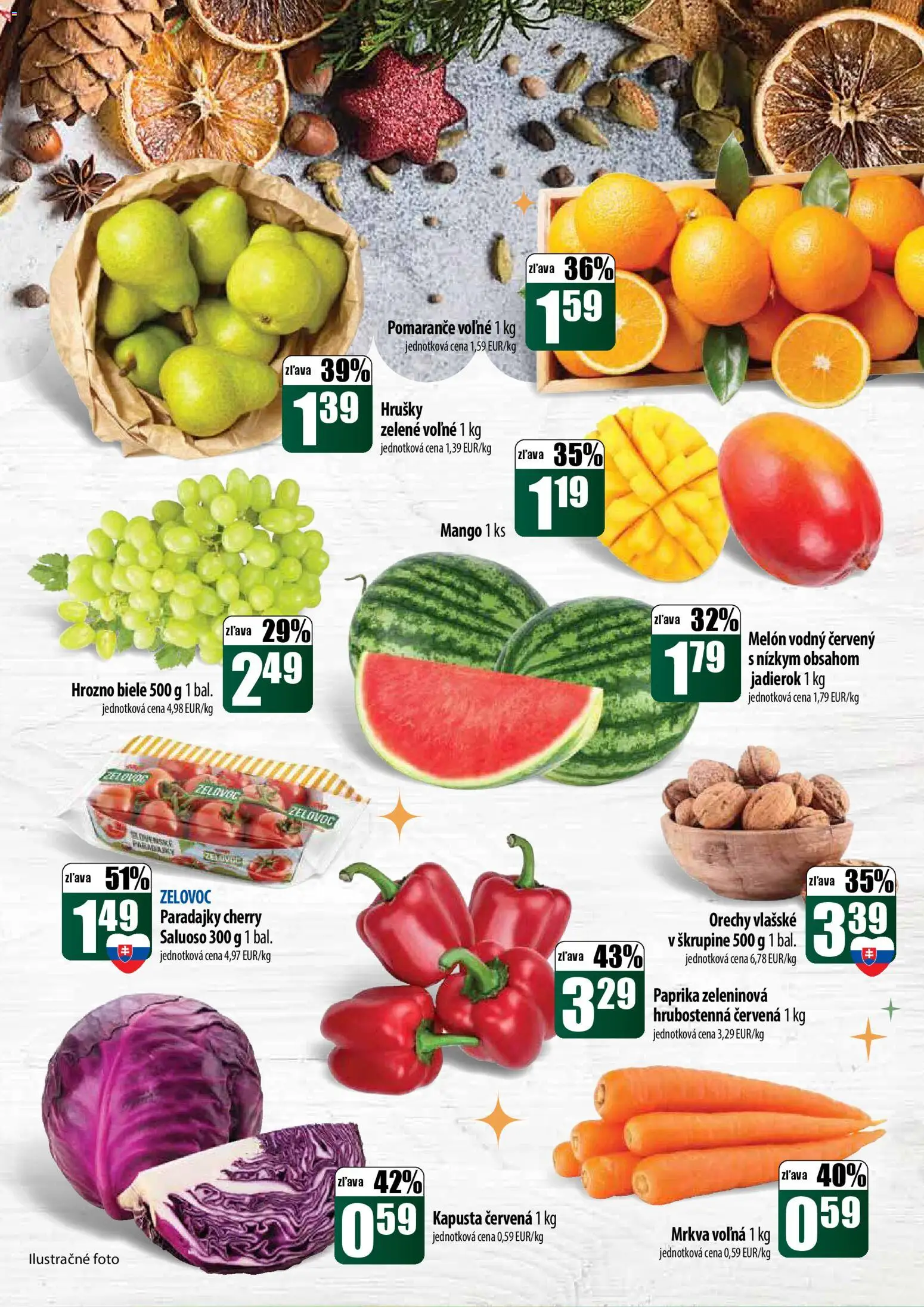 Nové COOP Jednota akcie – leták je platný od 18.12.2025 | Strana: 3 | Produkty: Kapusta, Mrkva, Mango, Melón