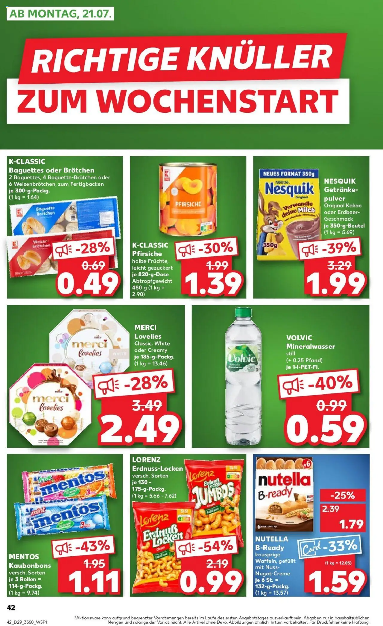Kaufland prospekt Glauchau	 - gültig ab dem 21.07.2025 | Seite: 1 | Produkte: Milch, Baguette, Mineralwasser, Nutella